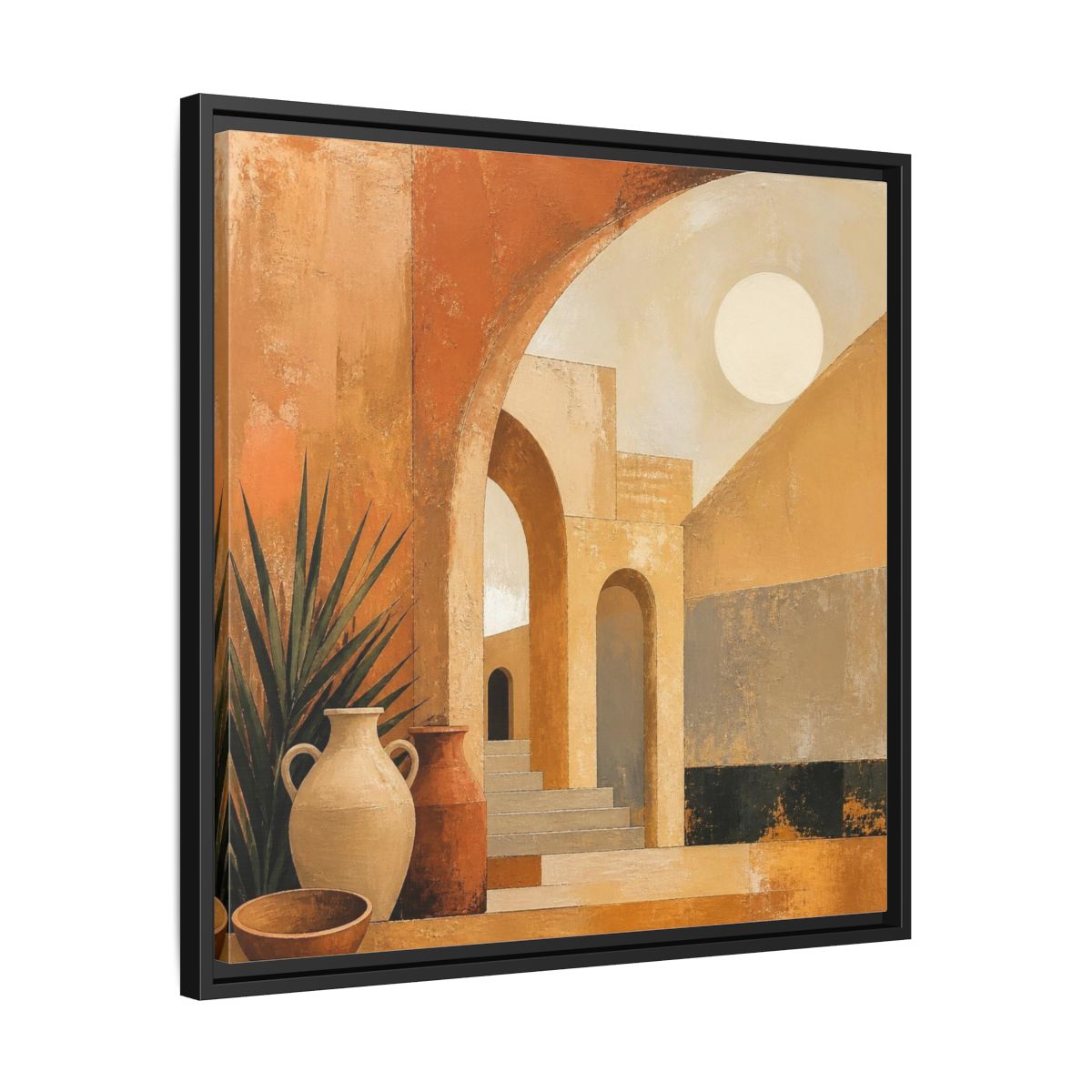 Side Mockup 31. Modern Desert Arches shown as framed canvas print