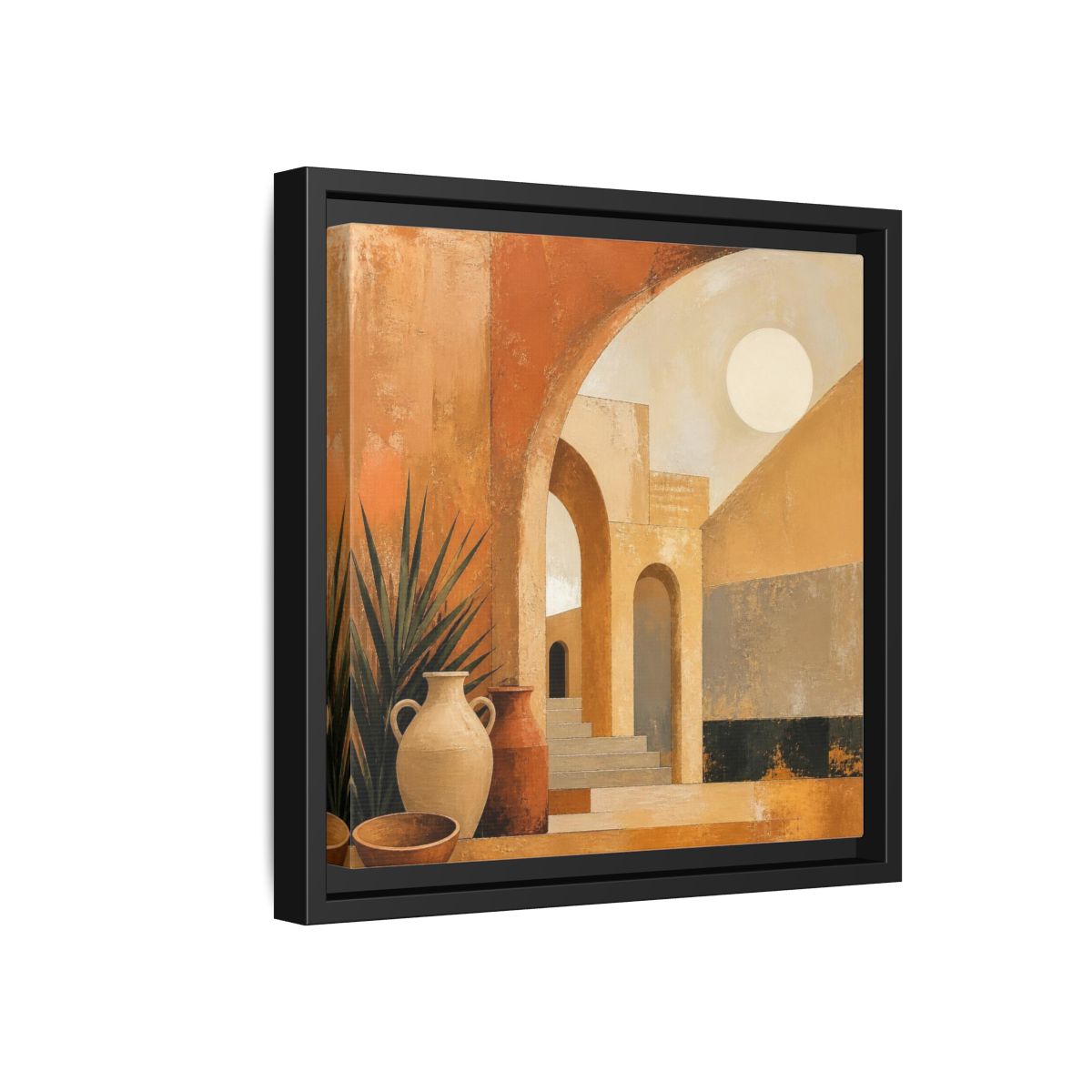 Side Mockup 18. Modern Desert Arches shown as framed canvas print