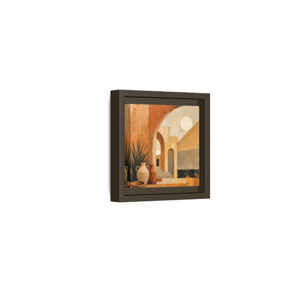 Side Mockup 23. Modern Desert Arches shown as framed canvas print