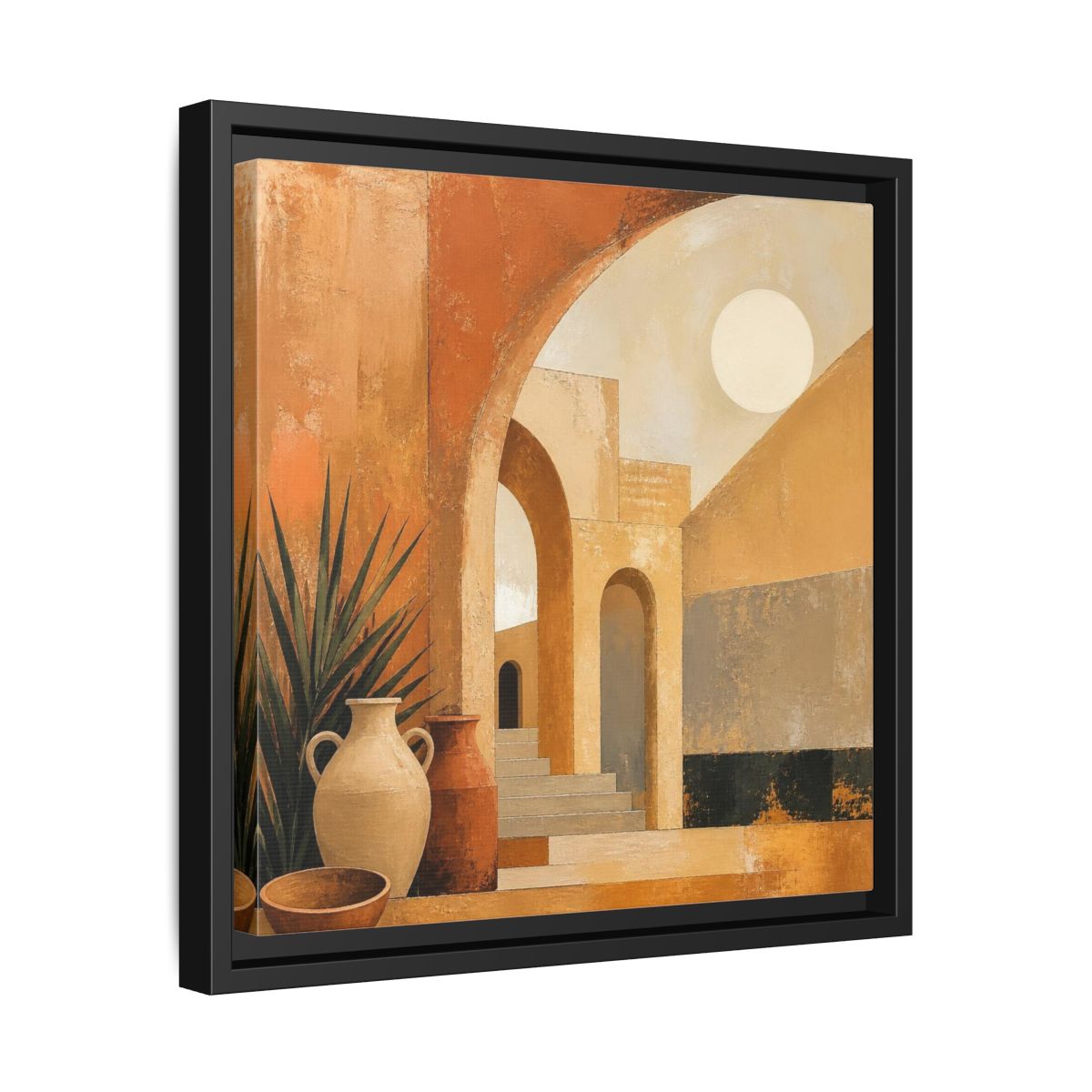 Side Mockup 32. Modern Desert Arches shown as framed canvas print