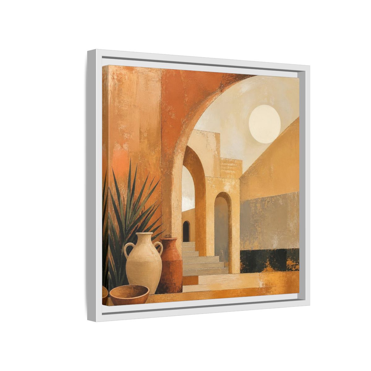 Side Mockup 13. Modern Desert Arches shown as framed canvas print