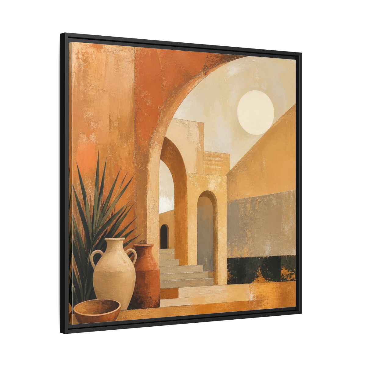 Side Mockup 30. Modern Desert Arches shown as framed canvas print