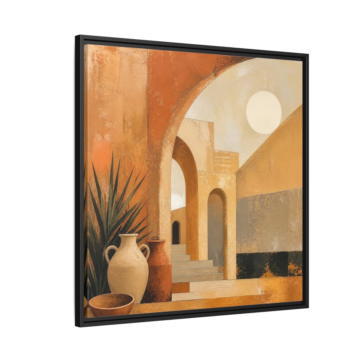 Side Mockup 9. Modern Desert Arches shown as framed canvas print