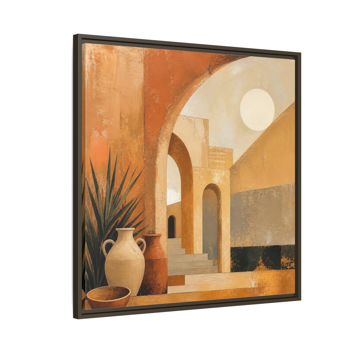 Side Mockup 8. Modern Desert Arches shown as framed canvas print