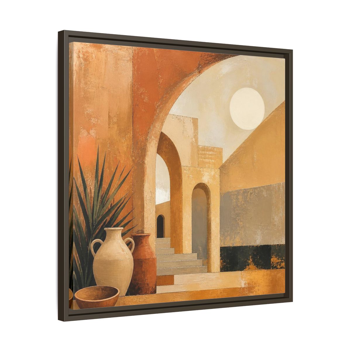 Side Mockup 27. Modern Desert Arches shown as framed canvas print