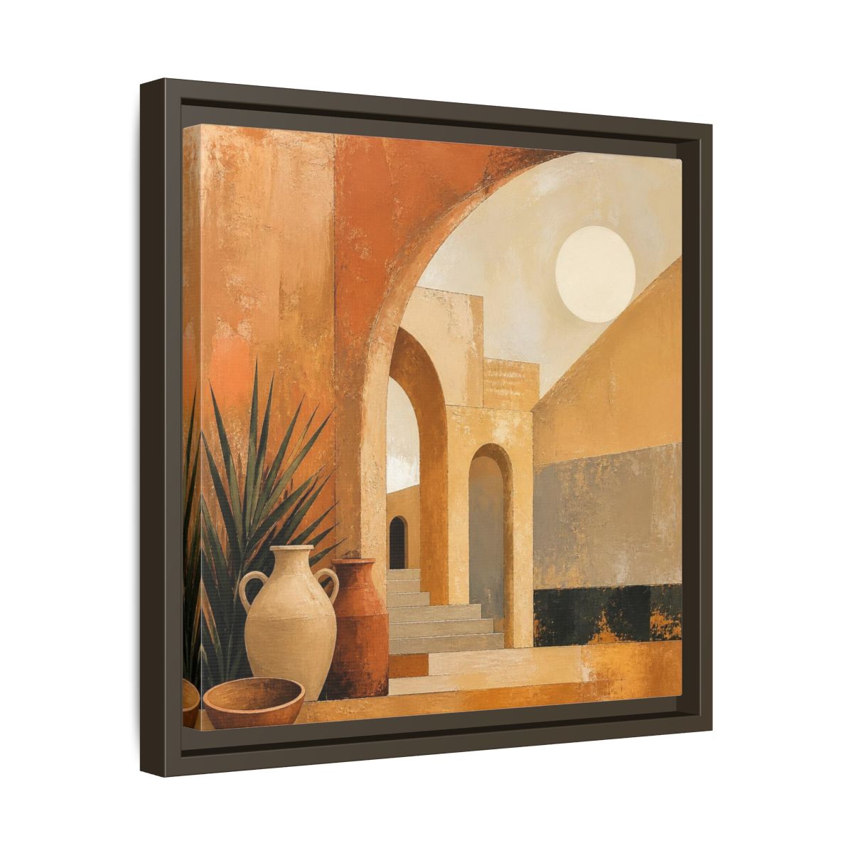 Side Mockup 29. Modern Desert Arches shown as framed canvas print