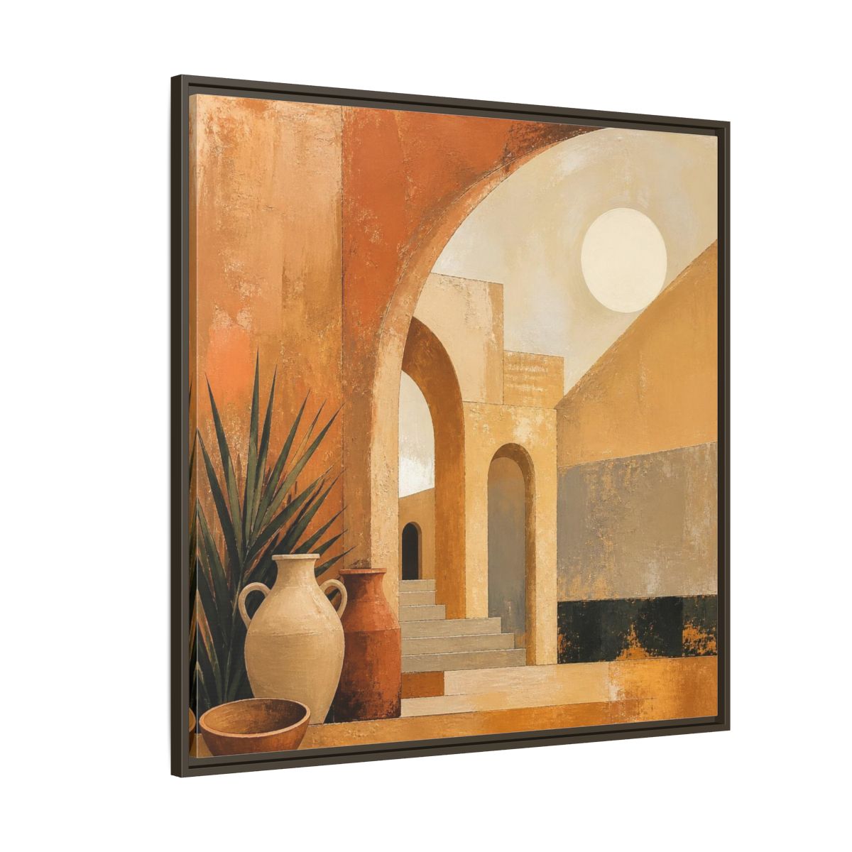 Side Mockup 5. Modern Desert Arches shown as framed canvas print