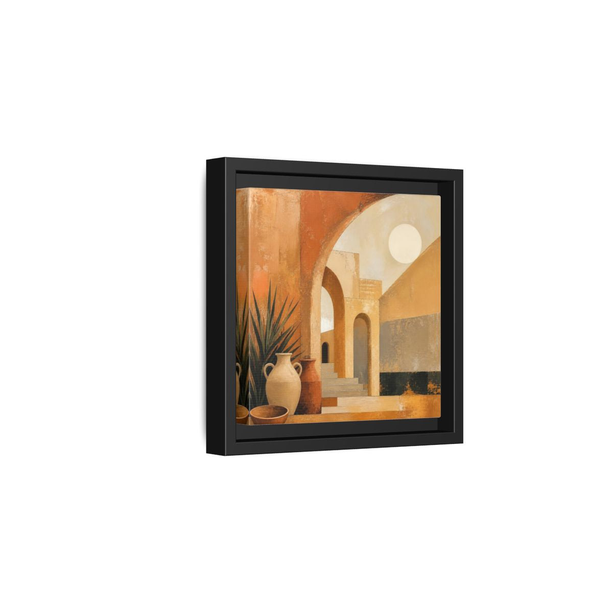 Side Mockup 3. Modern Desert Arches shown as framed canvas print
