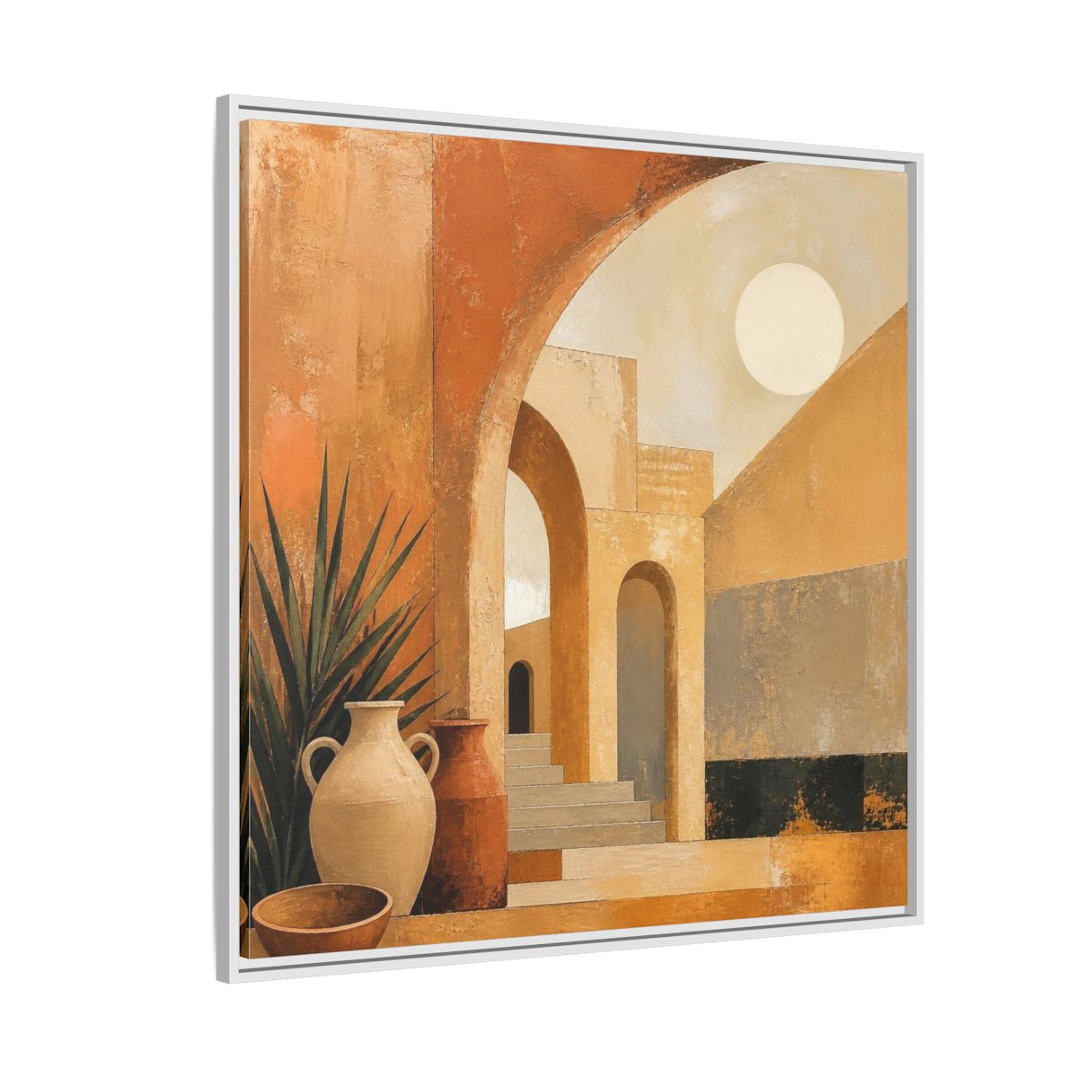 Side Mockup 4. Modern Desert Arches shown as framed canvas print