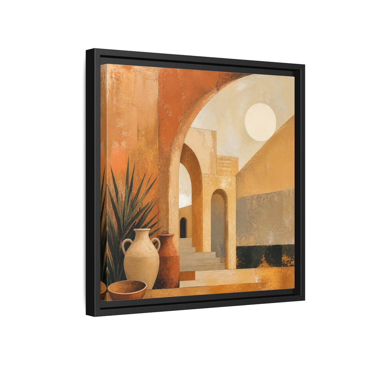 Side Mockup 15. Modern Desert Arches shown as framed canvas print