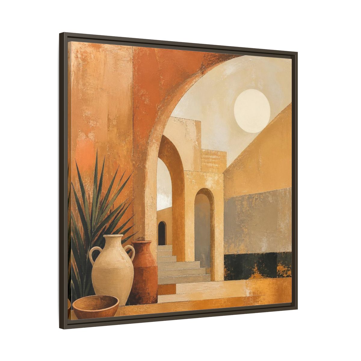 Main Mockup. Modern Desert Arches shown as framed canvas print