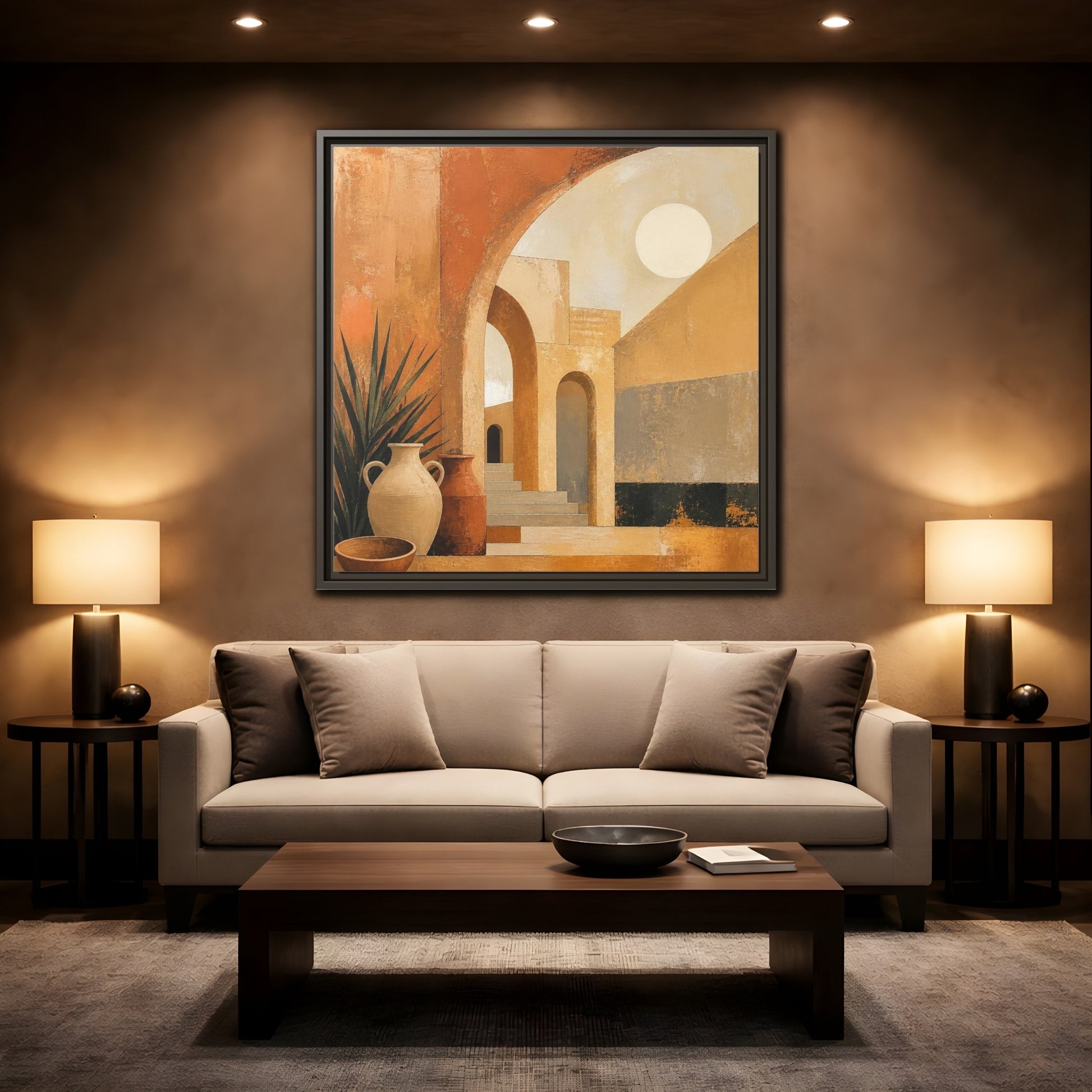 Mockup 2. Modern Desert Arches shown as framed canvas print