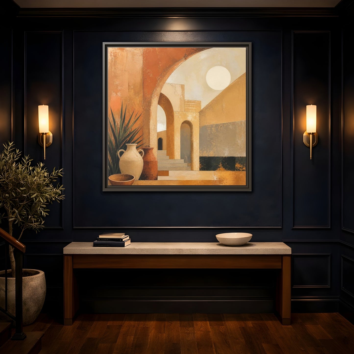 Mockup 4. Modern Desert Arches shown as framed canvas print