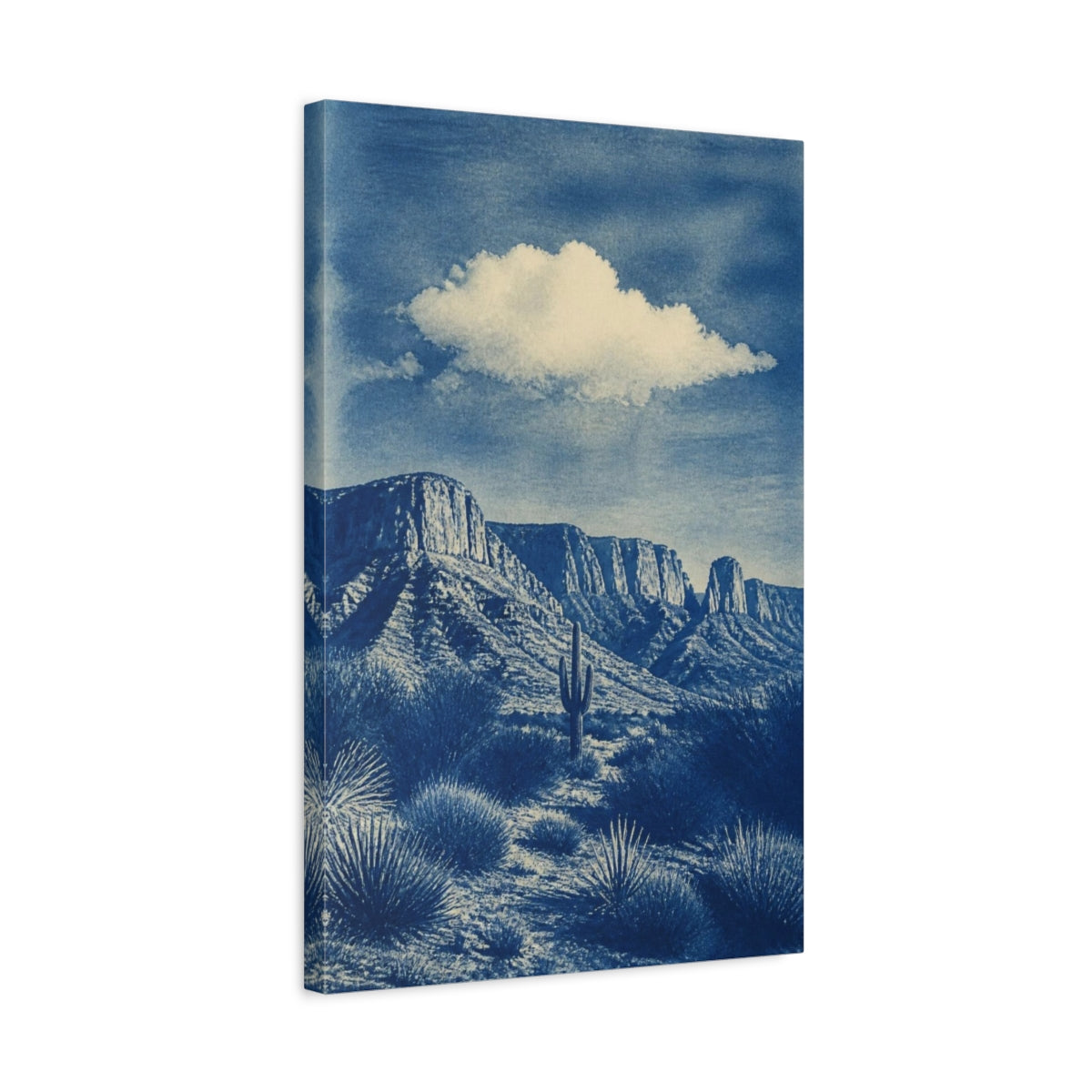 Side Mockup 3. Modern Desert Cactus shown as canvas print