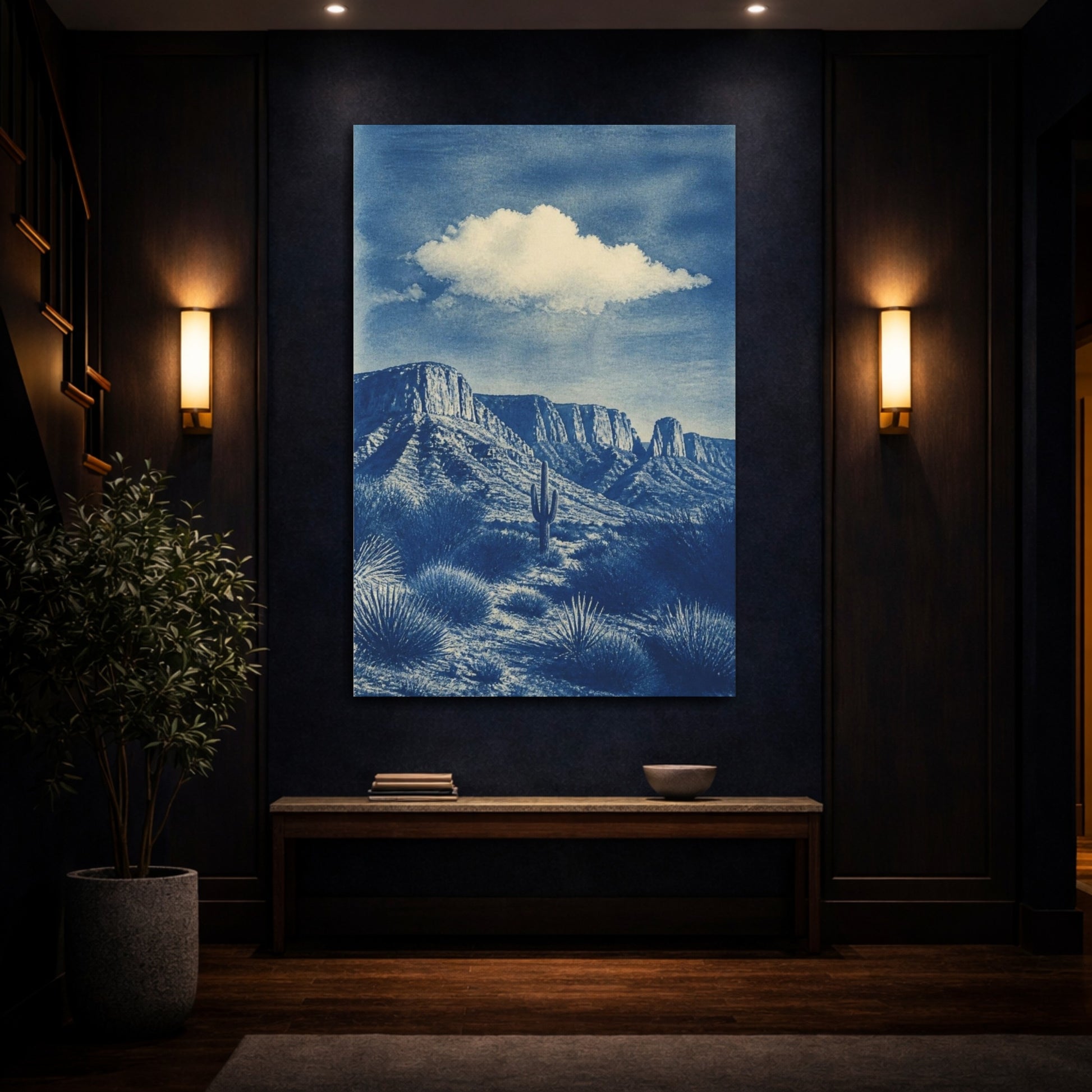 Mockup 4. Modern Desert Cactus shown as canvas print