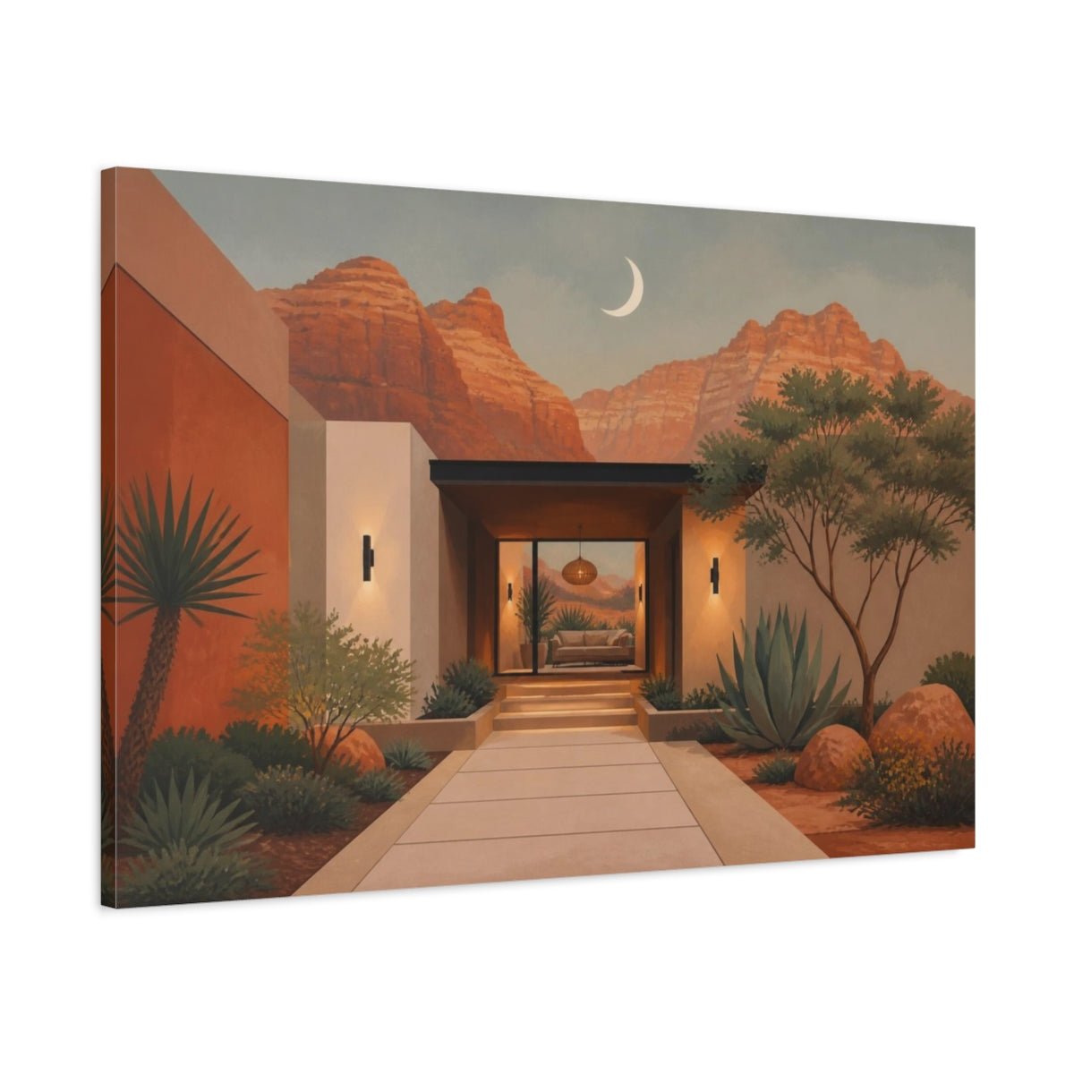 Modern Desert House Canvas Print – Living Room, Above Couch - YesArtYes