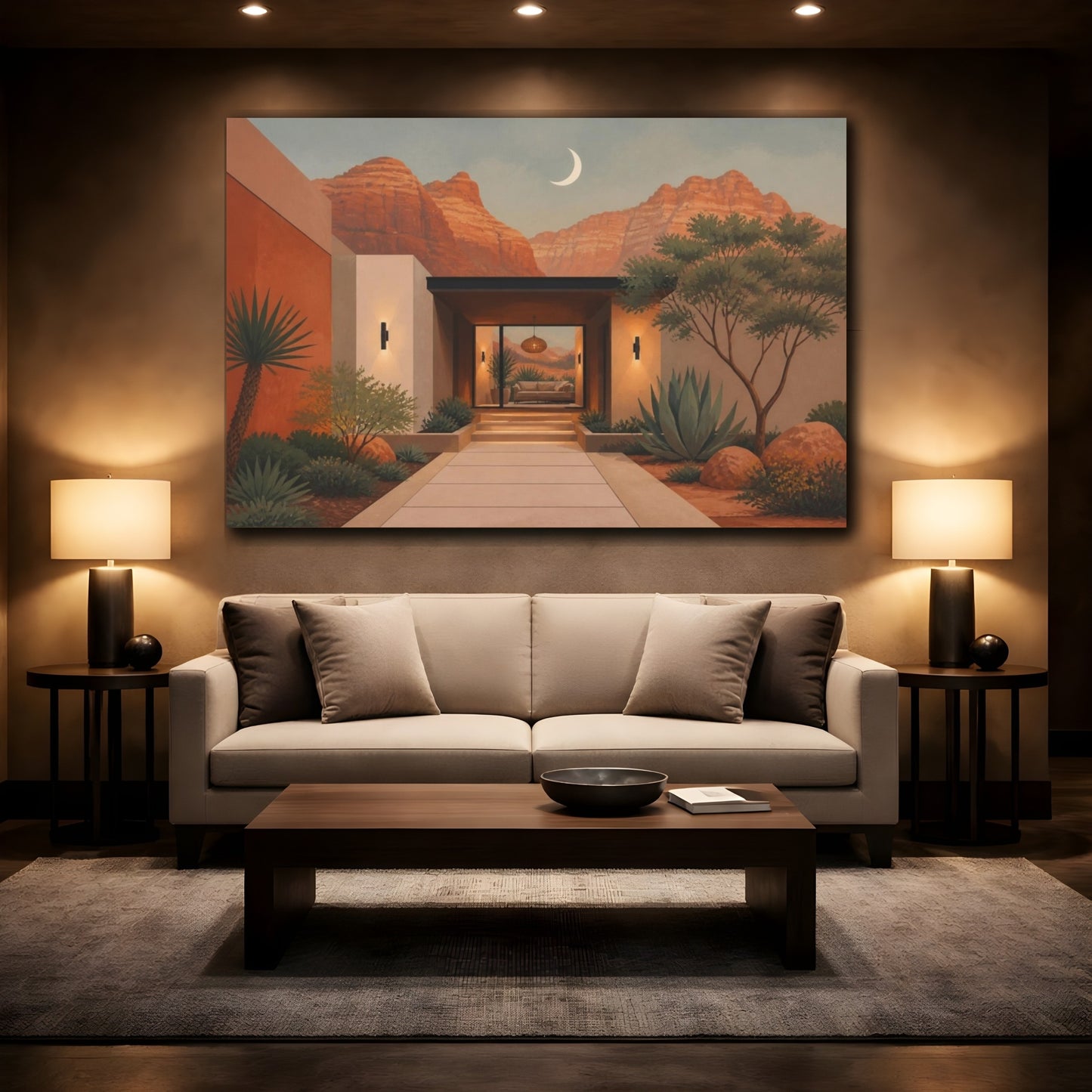 Mockup 2. Modern Desert House shown as canvas print