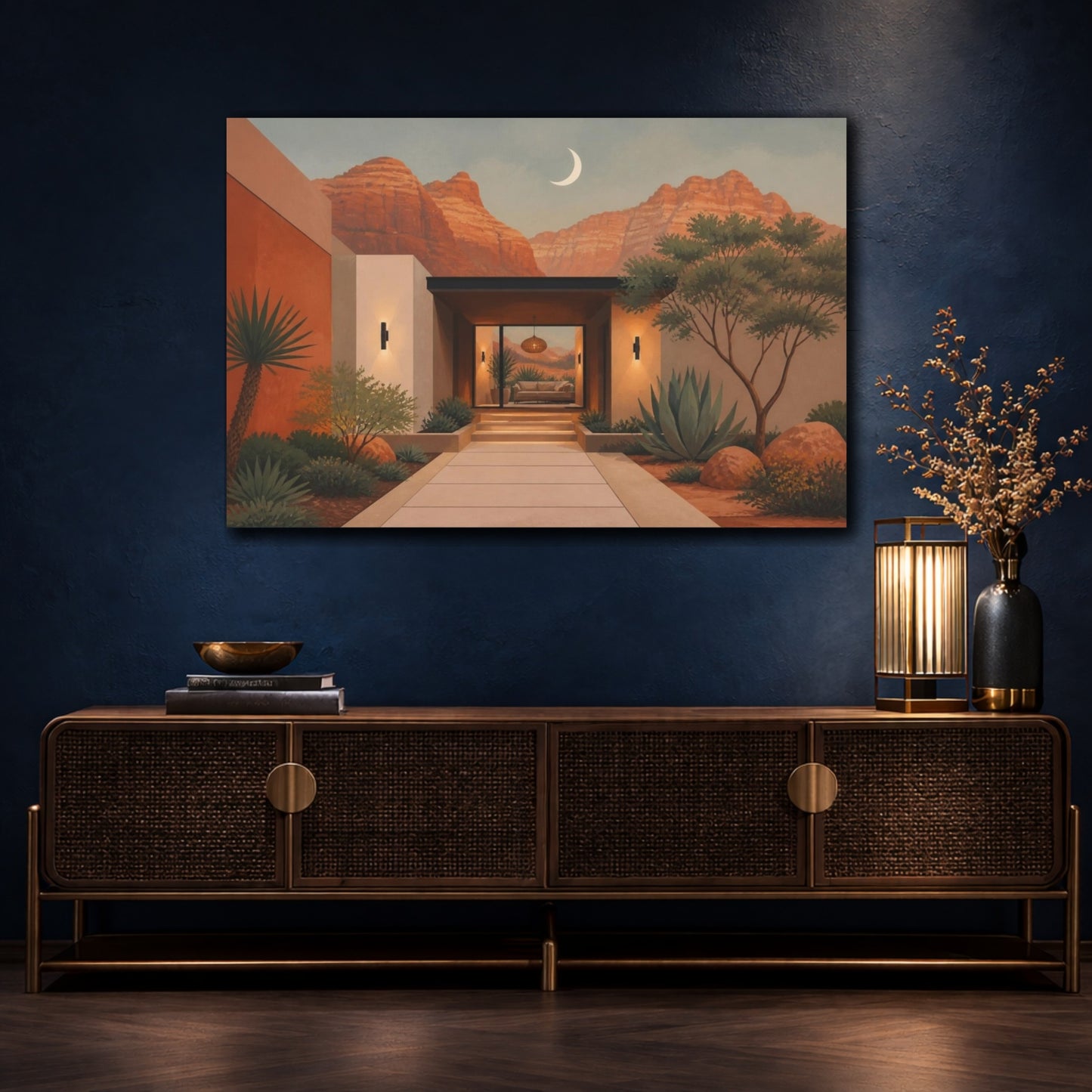 Mockup 4. Modern Desert House shown as canvas print