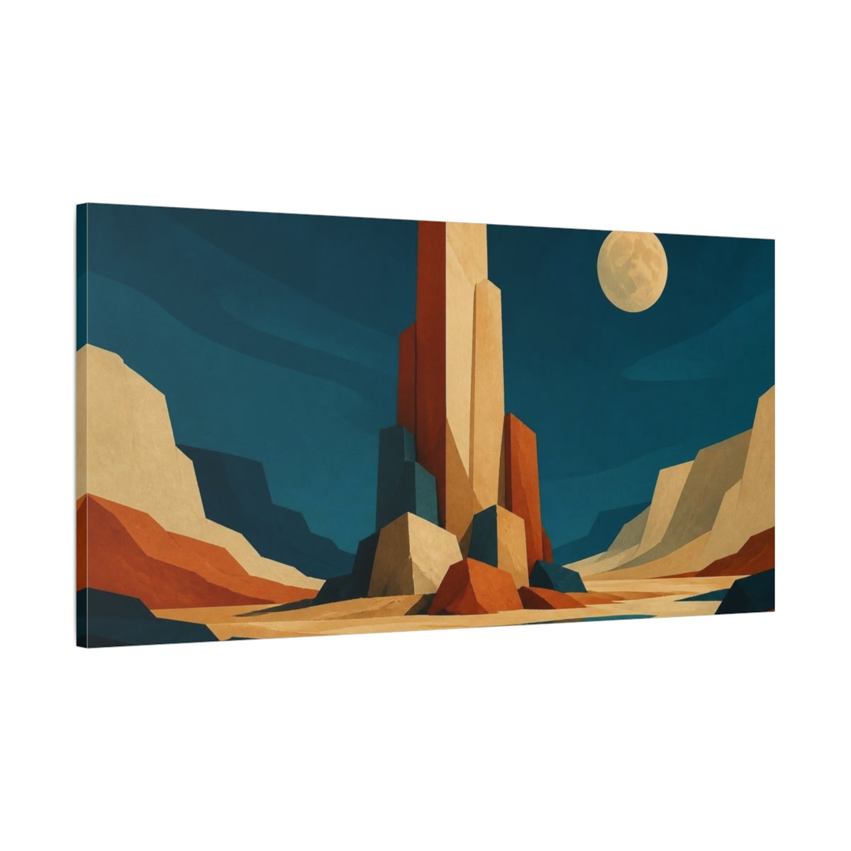 Main Mockup. Modern Desert Monoliths shown as canvas print