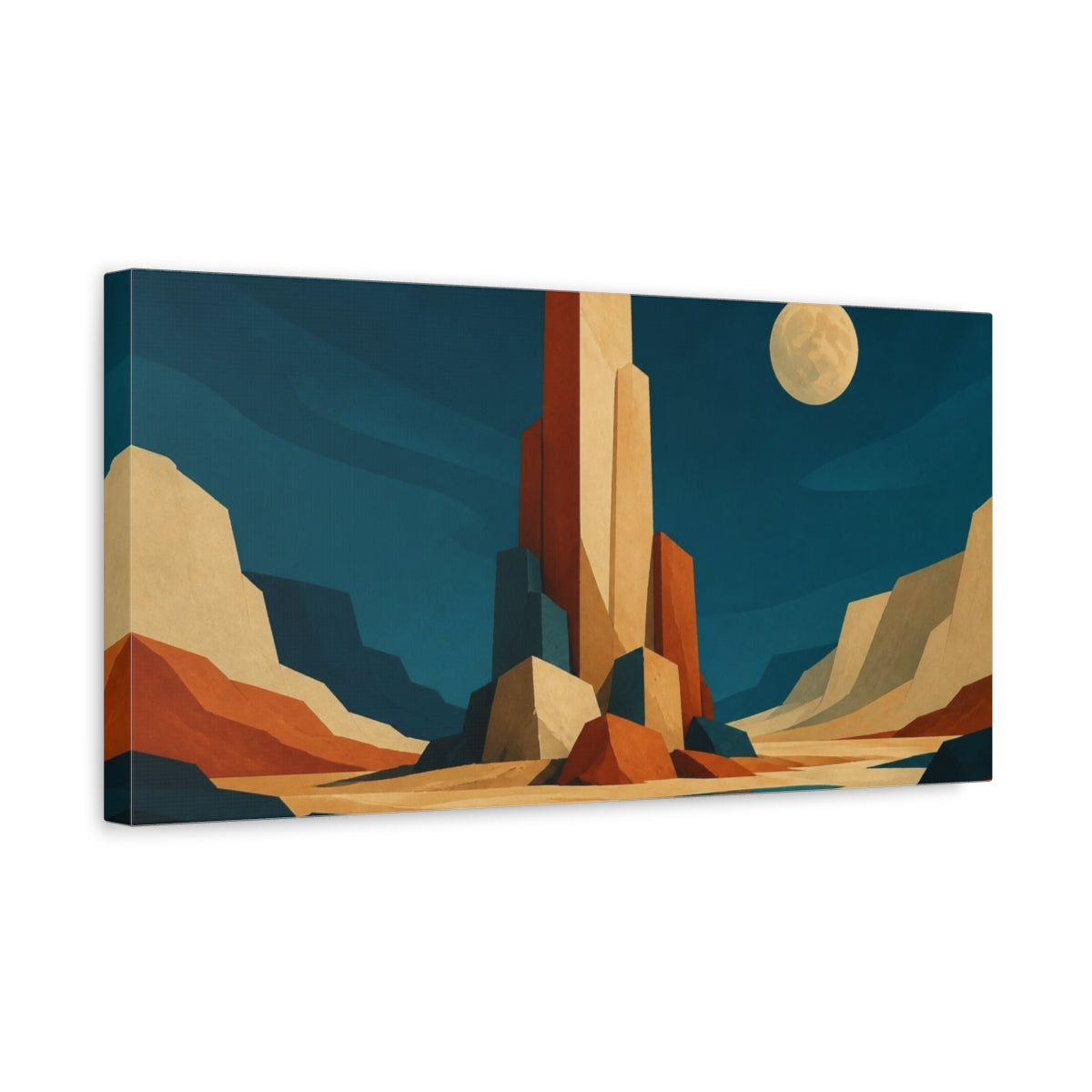 Side Mockup 3. Modern Desert Monoliths shown as canvas print