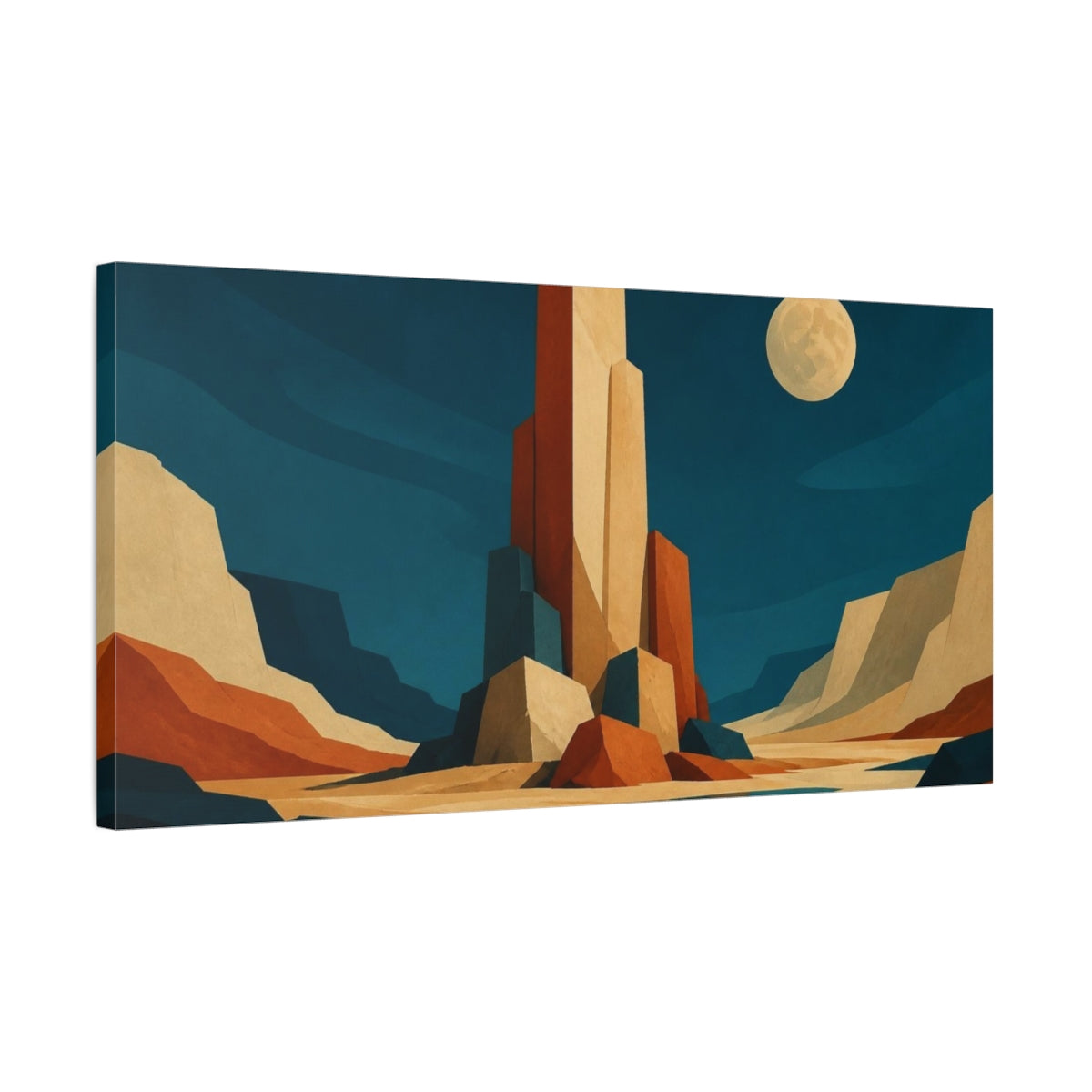 Side Mockup 1. Modern Desert Monoliths shown as canvas print