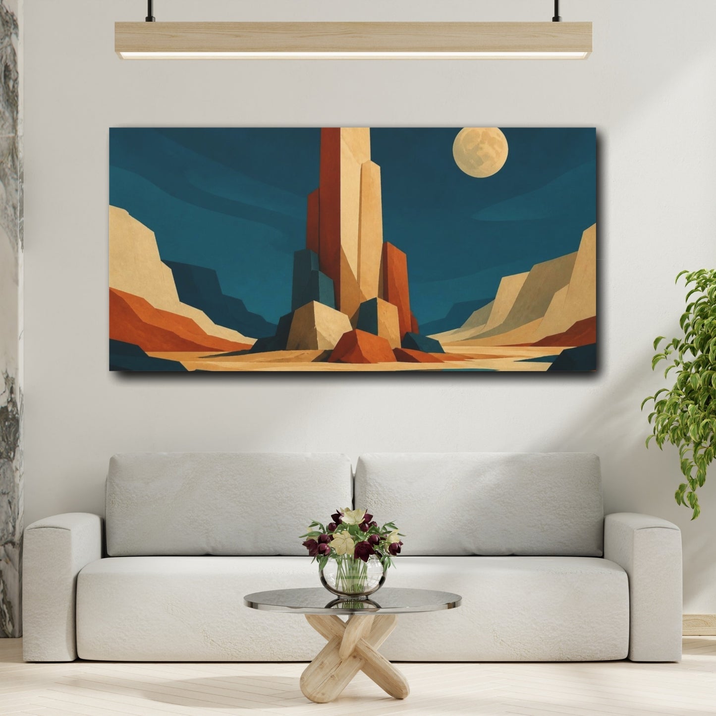 Mockup 2. Modern Desert Monoliths shown as canvas print