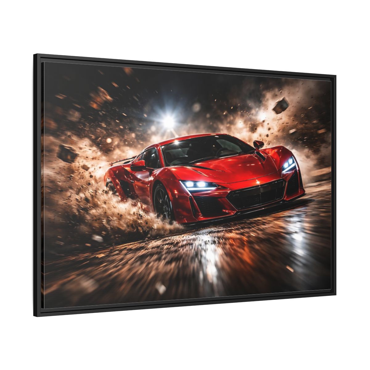 Side Mockup 12. Sports Sports Car Red And Black shown as stretched canvas wall art