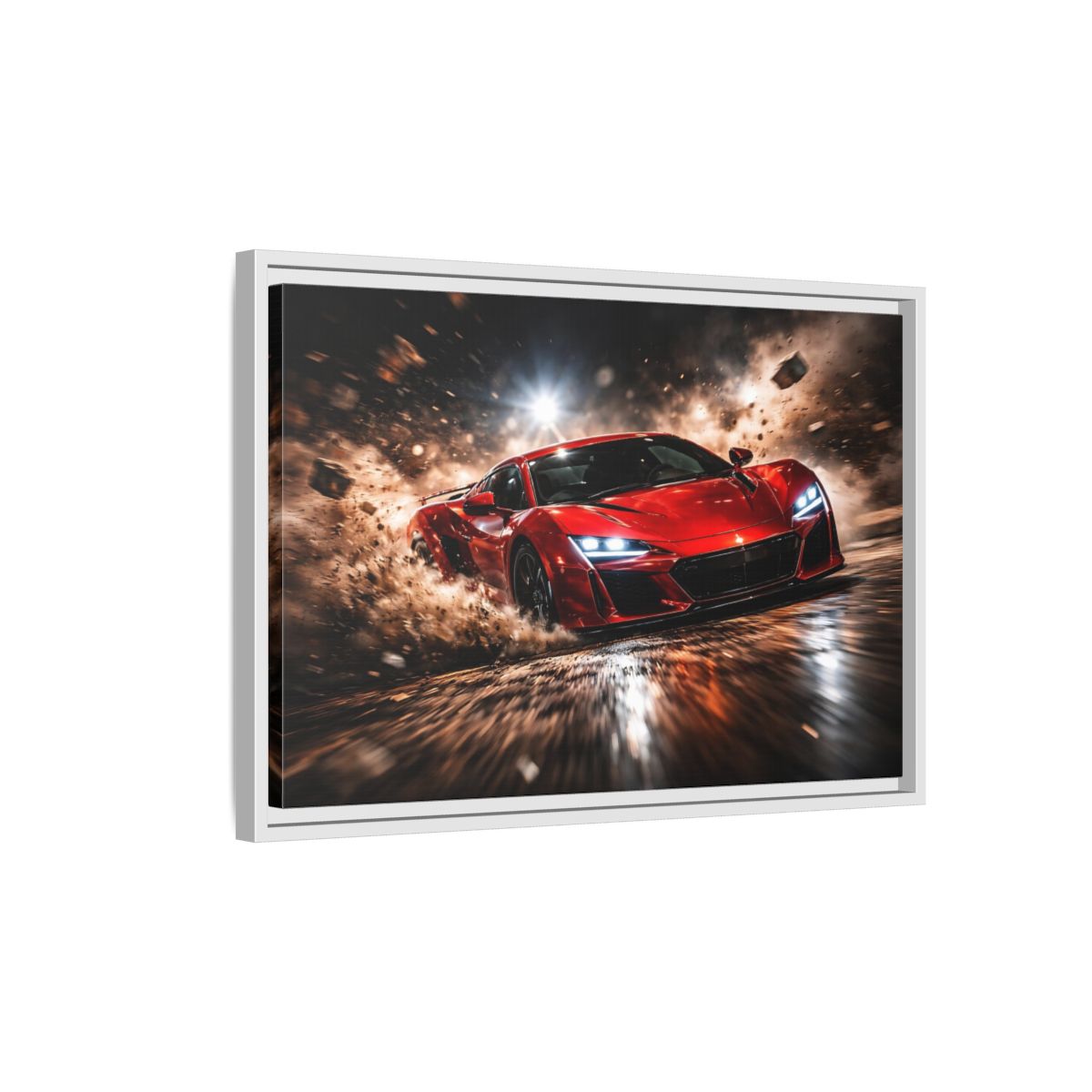 Side Mockup 1. Sports Sports Car Red And Black shown as stretched canvas wall art