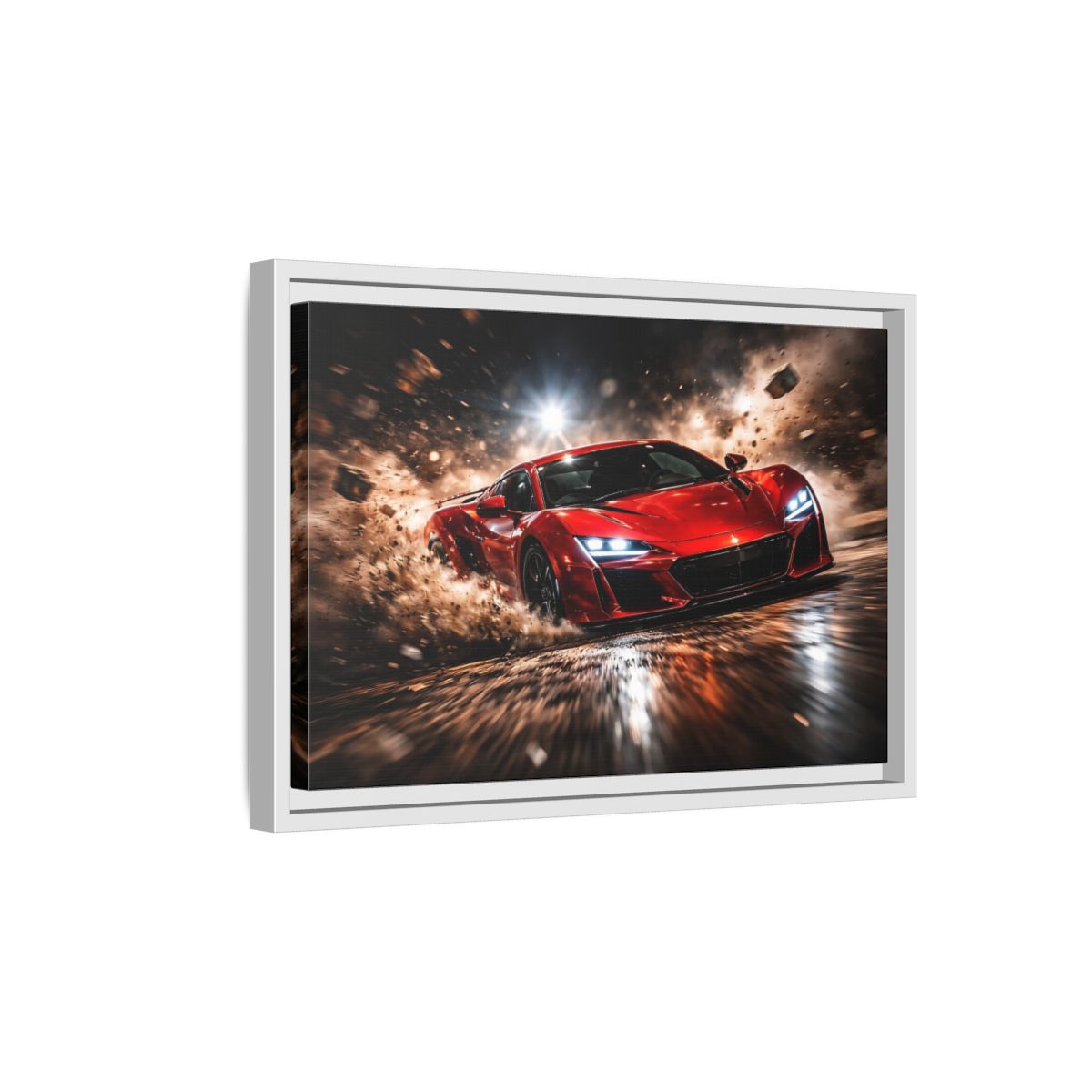 Side Mockup 4. Sports Sports Car Red And Black shown as stretched canvas wall art