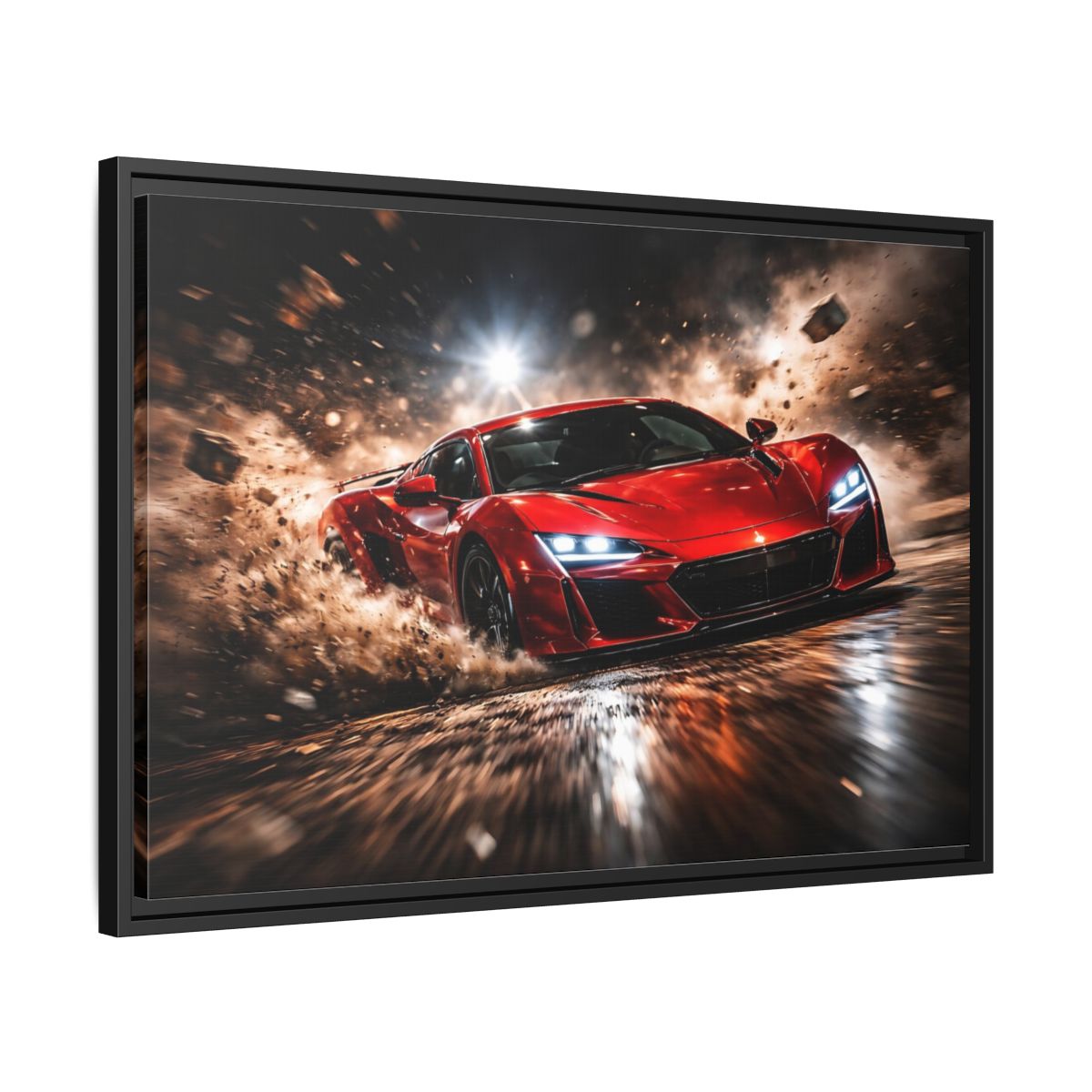 Side Mockup 14. Sports Sports Car Red And Black shown as stretched canvas wall art