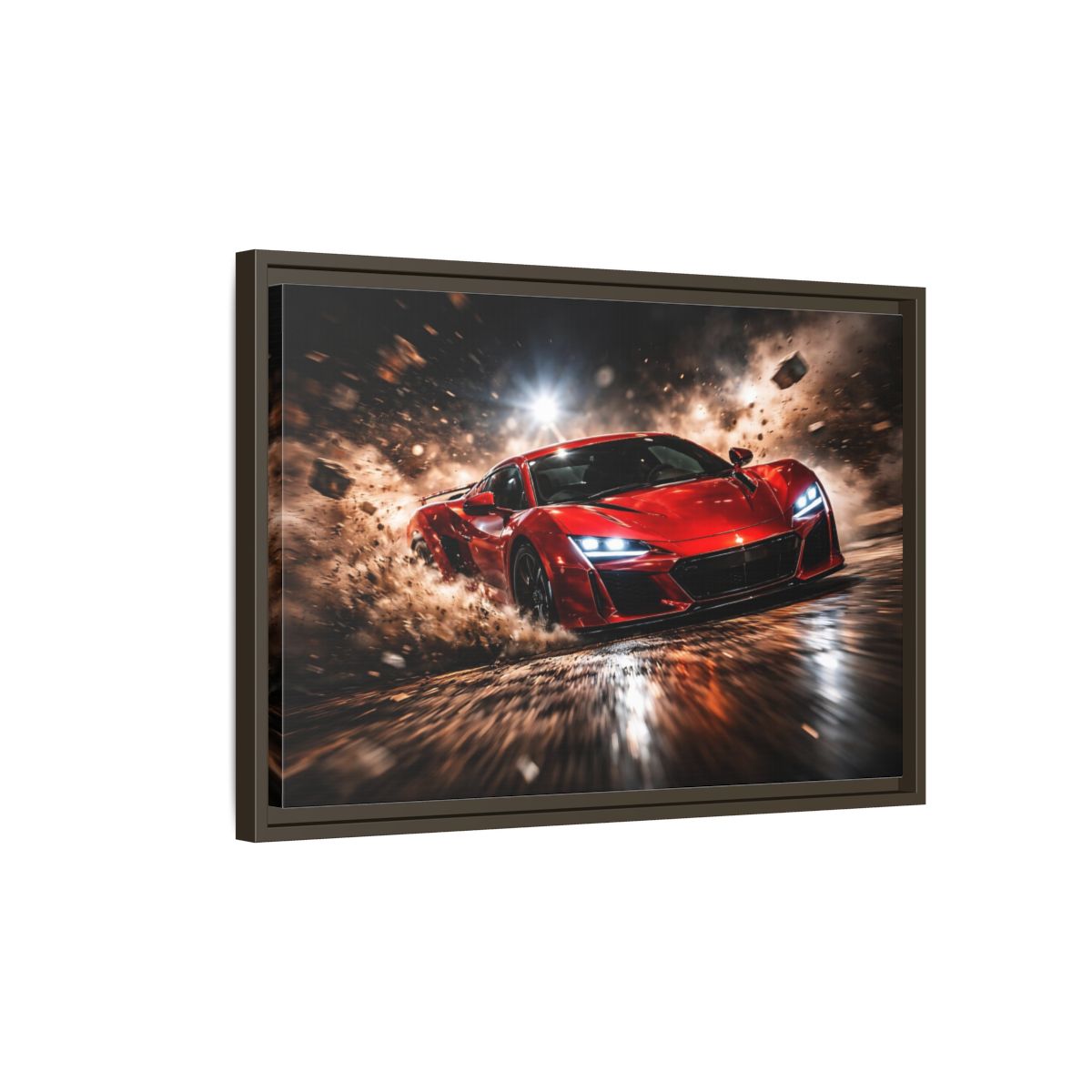 Side Mockup 2. Sports Sports Car Red And Black shown as stretched canvas wall art