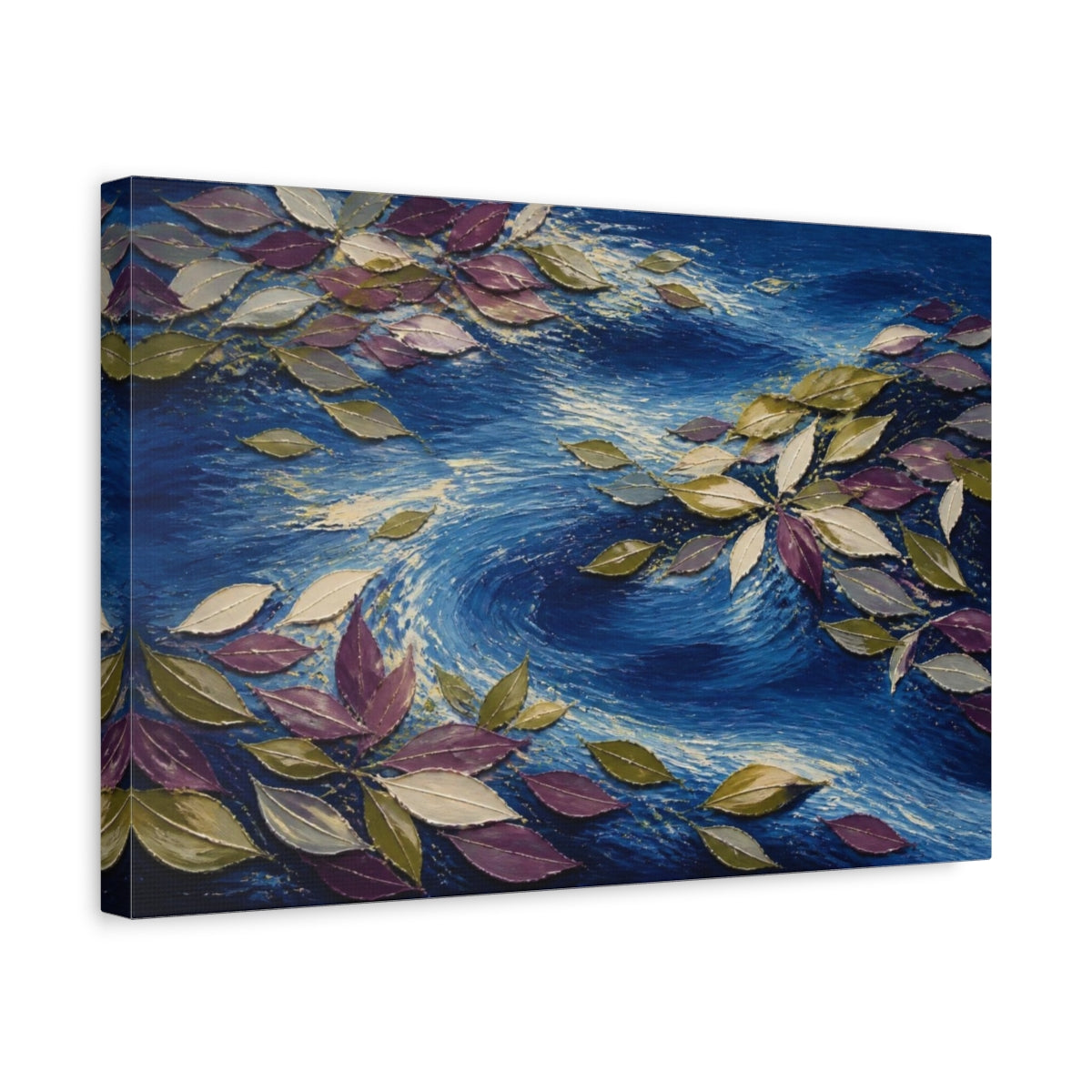 Side Mockup 4. Modern Floating Leaves shown as canvas print