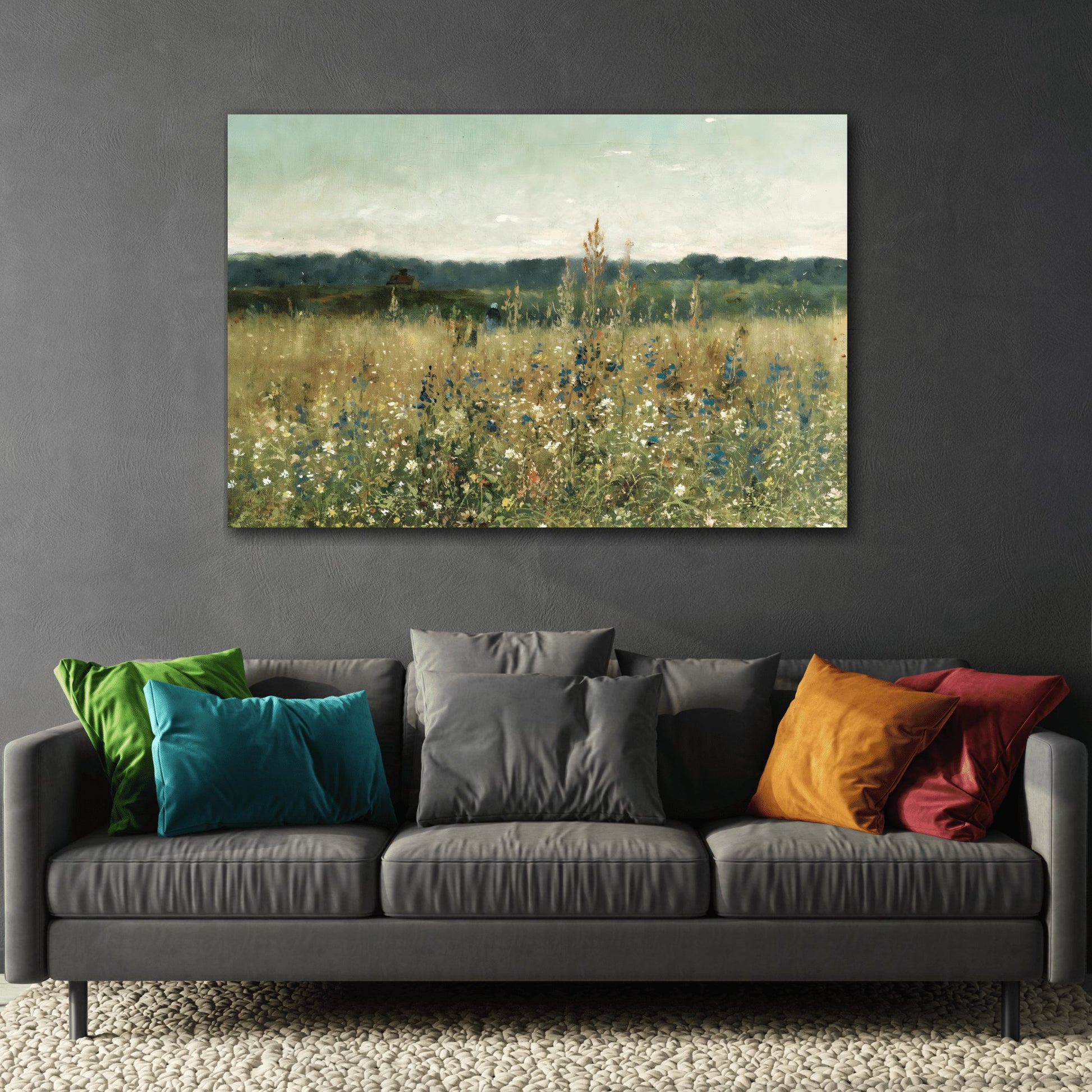 Modern Floral Harmony Canvas Print - Wall Art Prints for Interior Designers - Champ Fleuri by Antoine Chintreuil