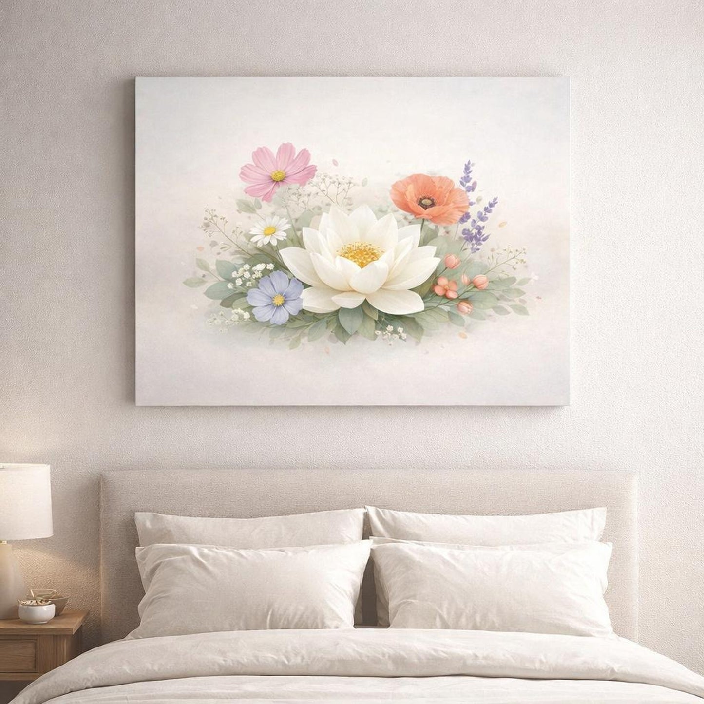Modern Flower Botanical shown as canvas wall art in a refined dining room