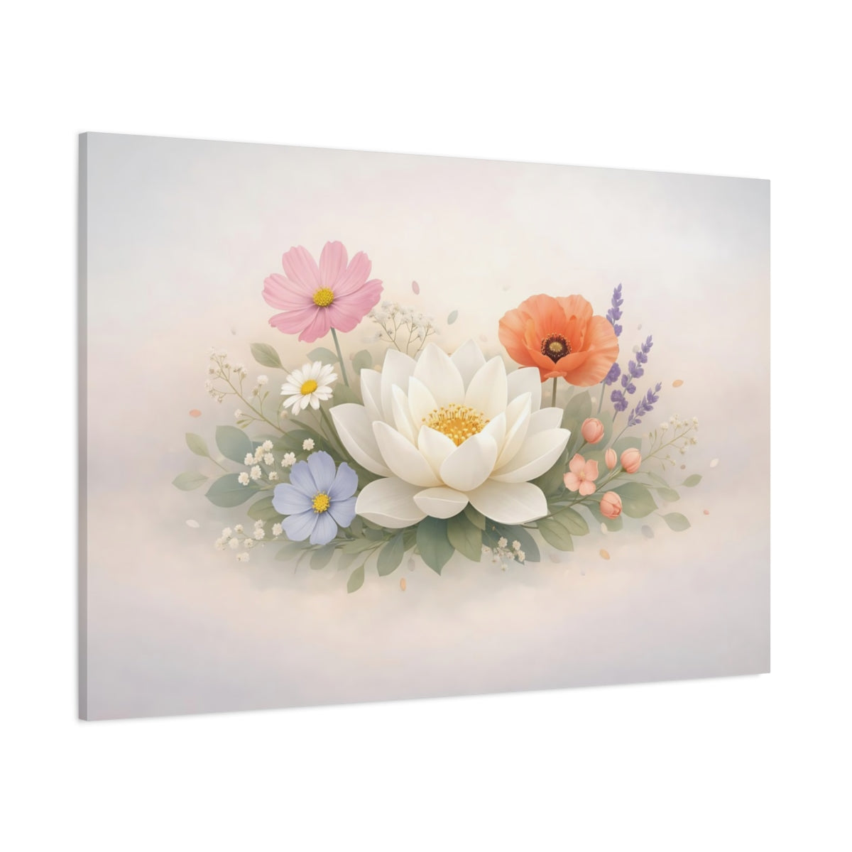 Modern Flower Botanical shown as stretched canvas wall art