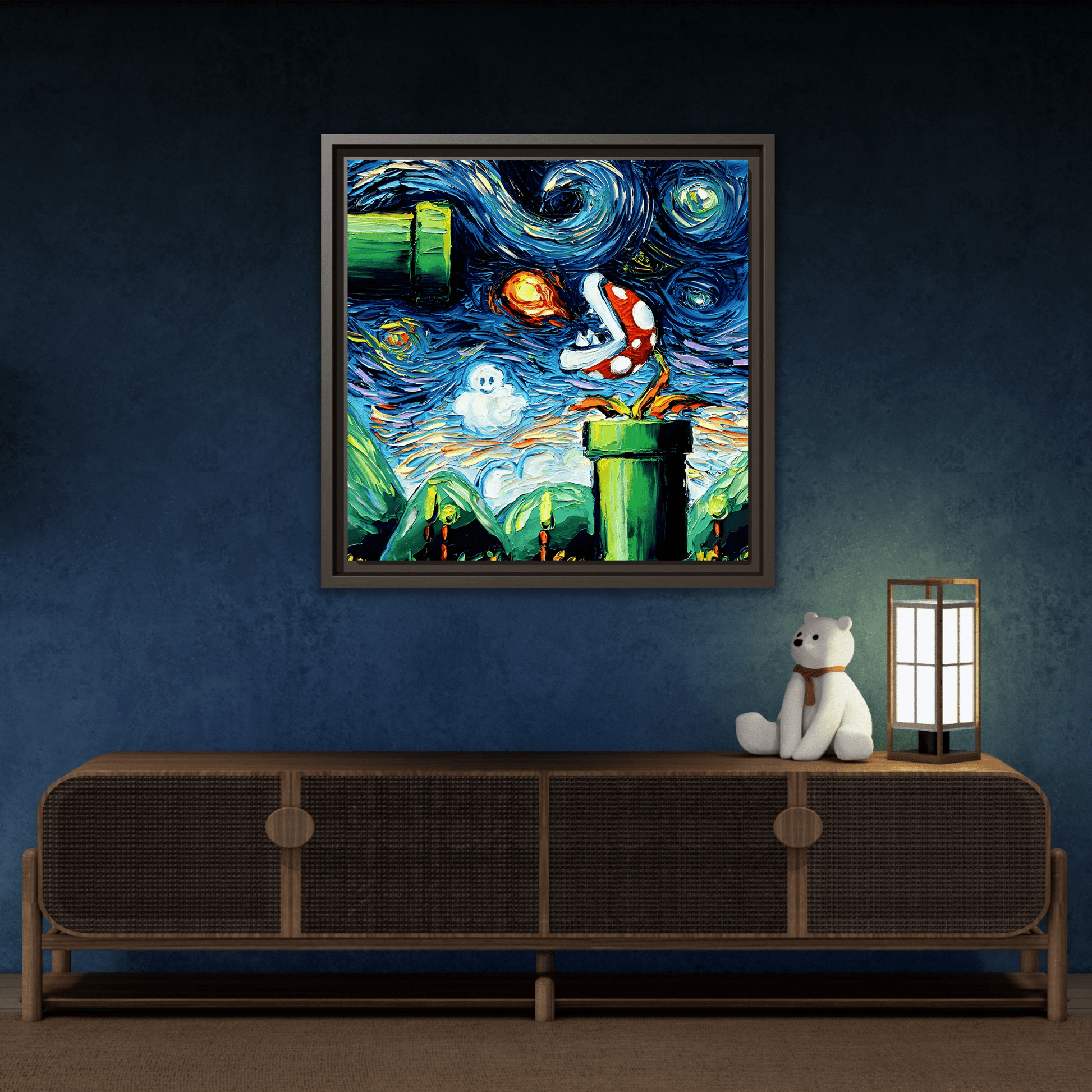 Modern Framed Abstract Starry Night Canvas Wall Art Prints - YesArtYes