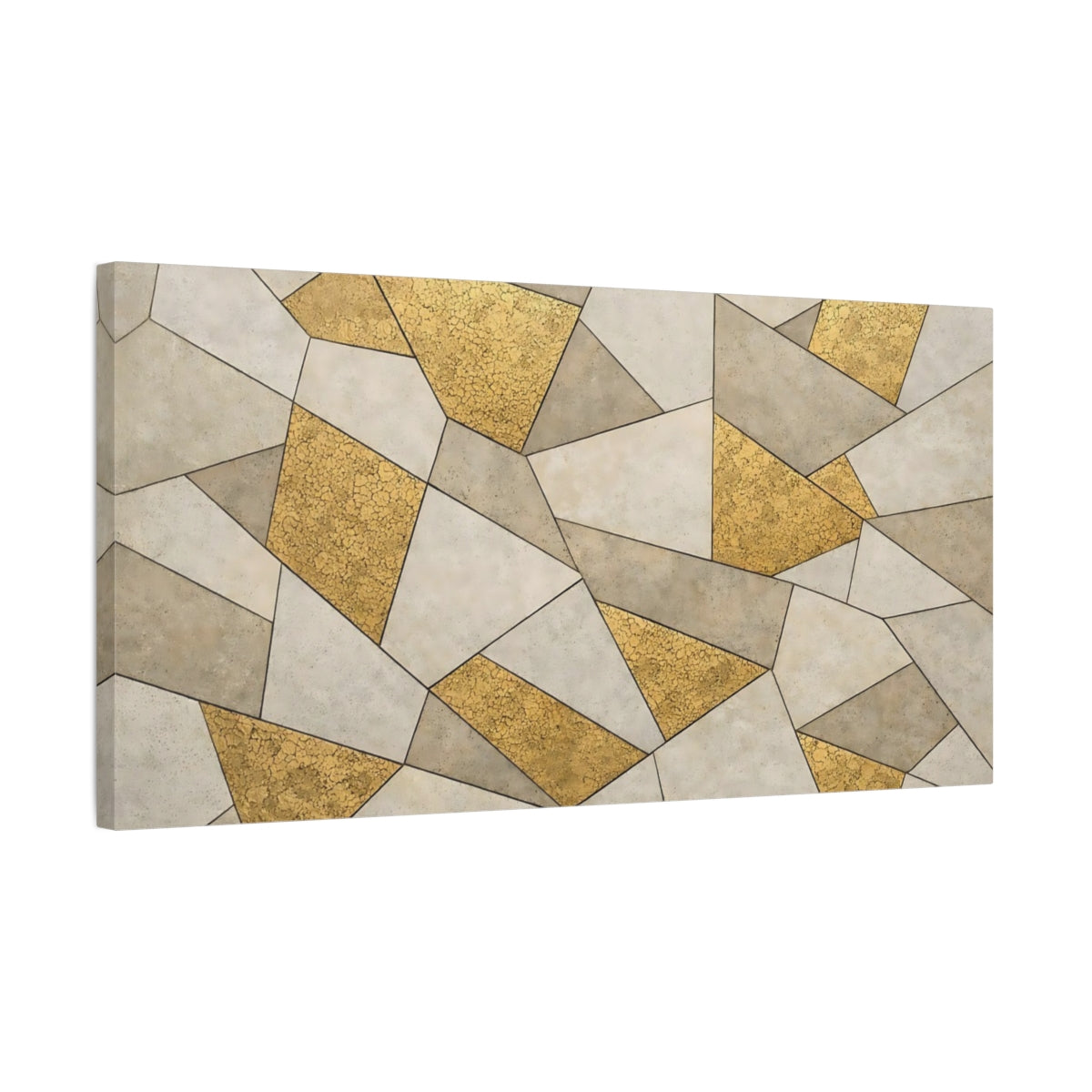 Side Mockup 2. Abstract Geometric Pattern Gold Geometric shown as stretched canvas wall art