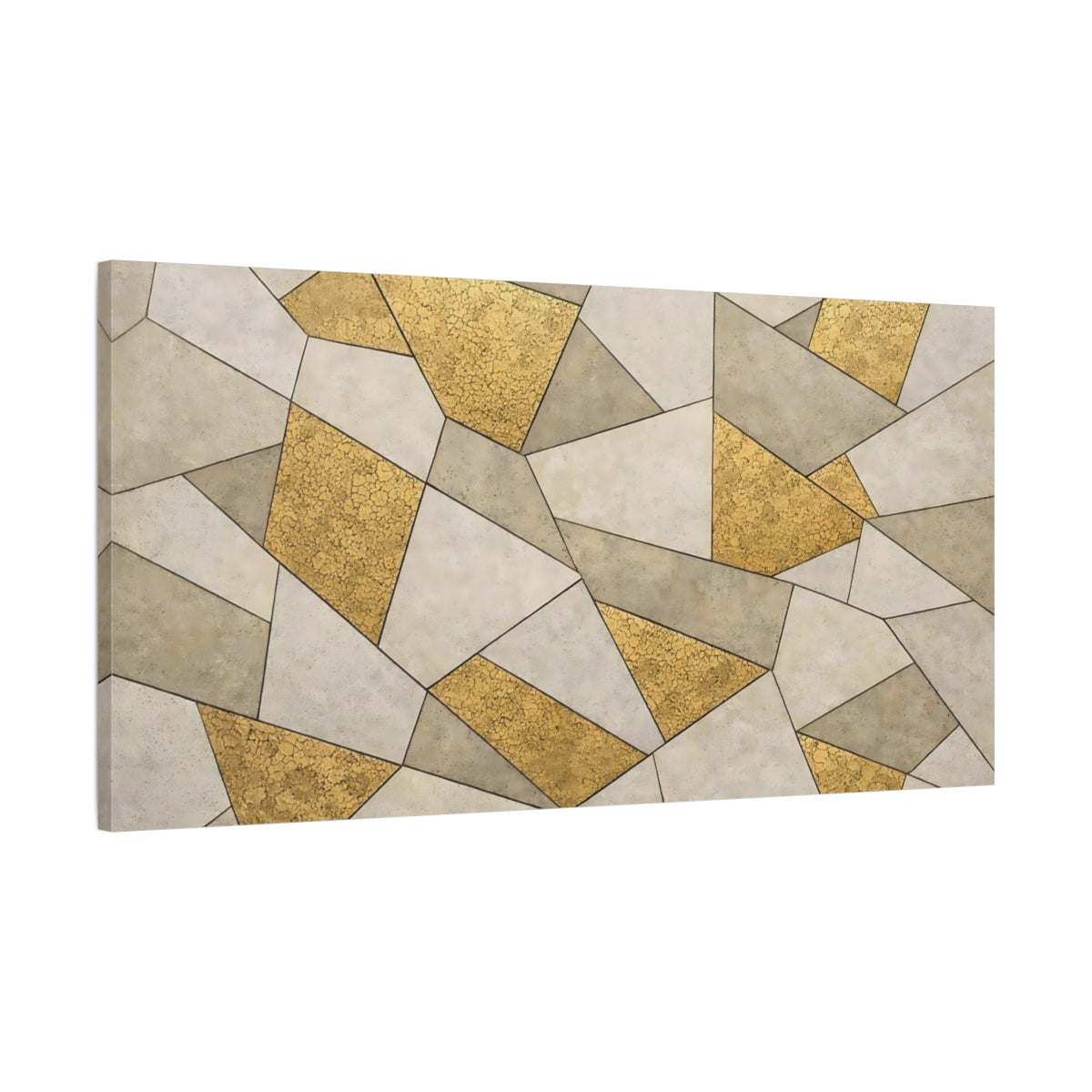 Side Mockup 1. Abstract Geometric Pattern Gold Geometric shown as stretched canvas wall art