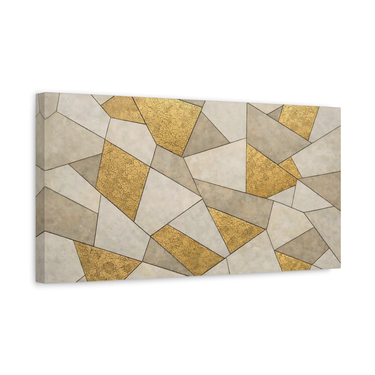 Side Mockup 3. Abstract Geometric Pattern Gold Geometric shown as stretched canvas wall art