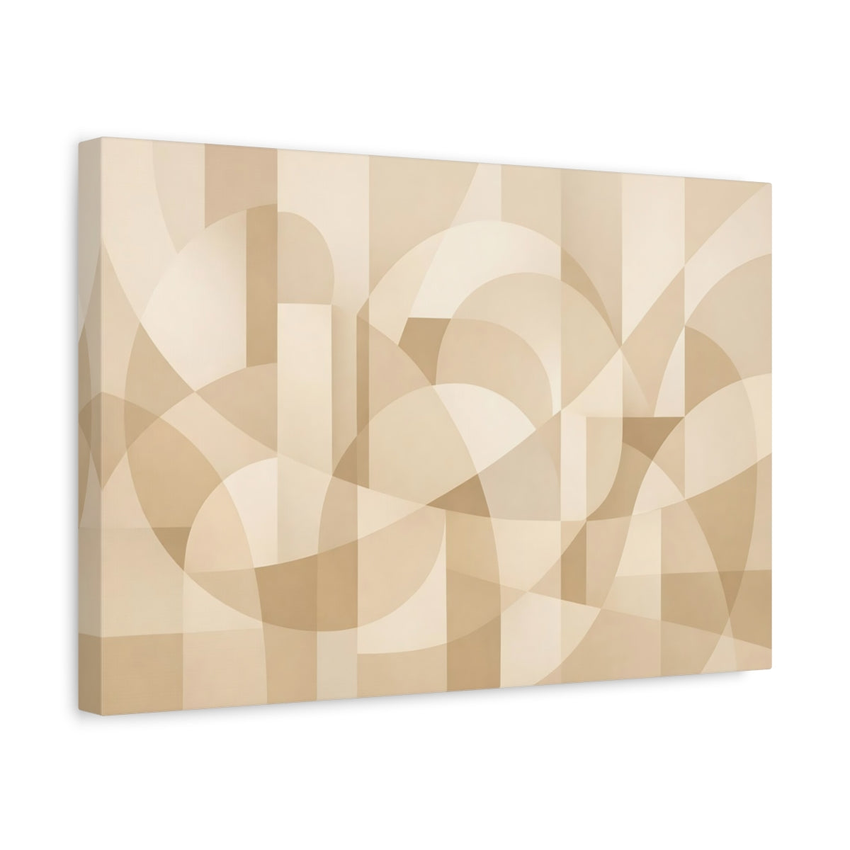 Side Mockup 4. Abstract Geometric Shapes Beige Abstract shown as stretched canvas wall art