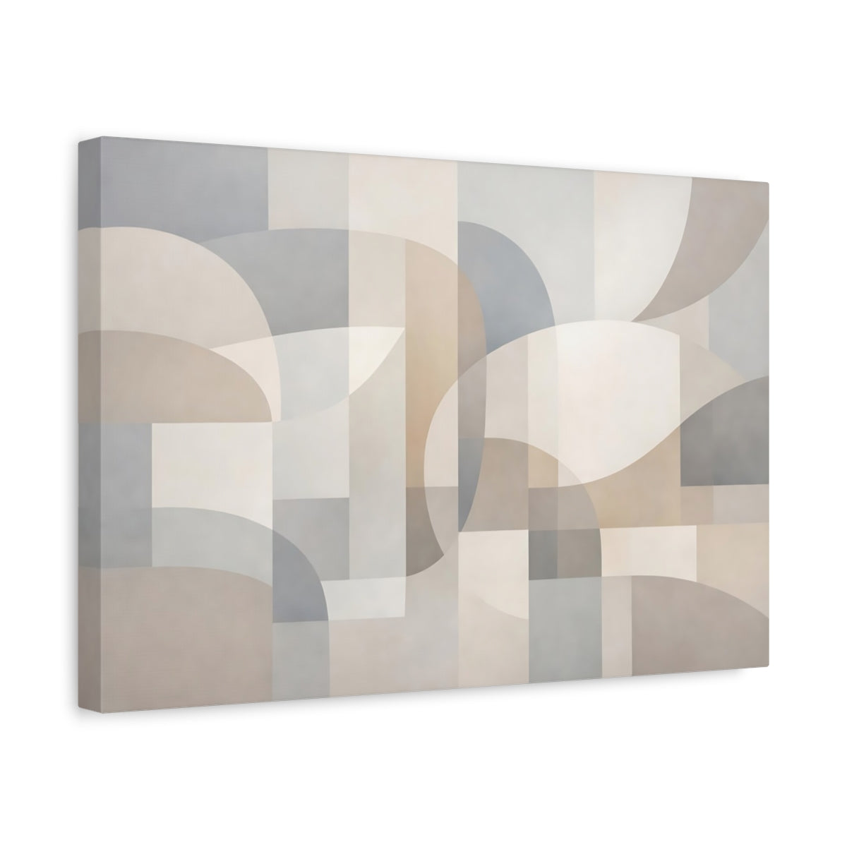Side Mockup 4. Abstract Geometric Shapes Neutral Geometric shown as stretched canvas wall art