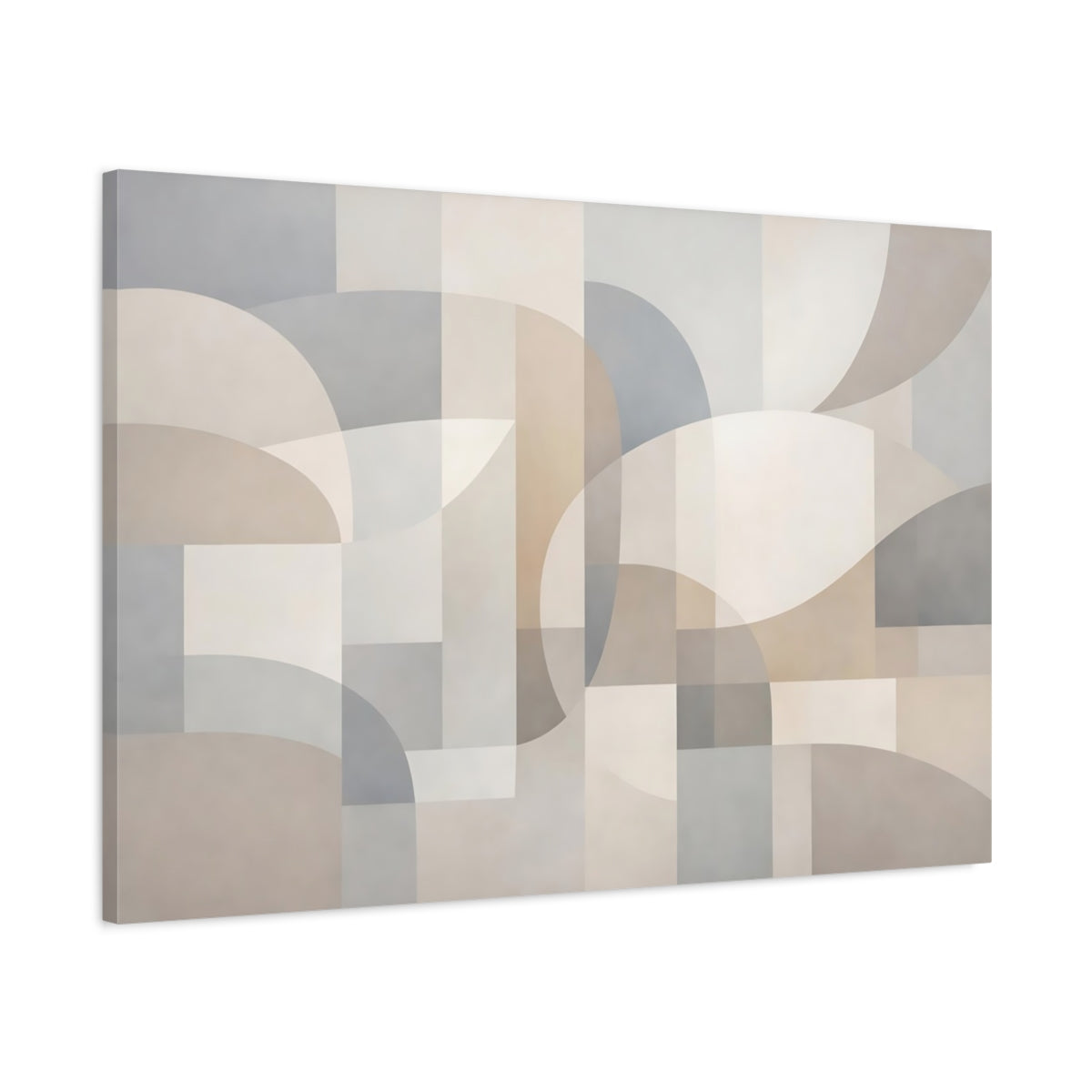 Side Mockup 1. Abstract Geometric Shapes Neutral Geometric shown as stretched canvas wall art