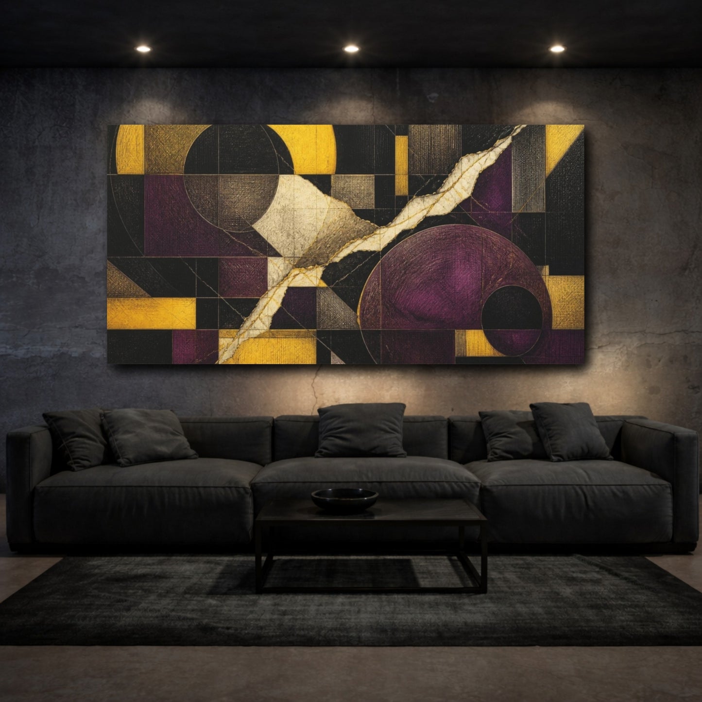 Mockup 3. Modern Geometric Circles shown as canvas print