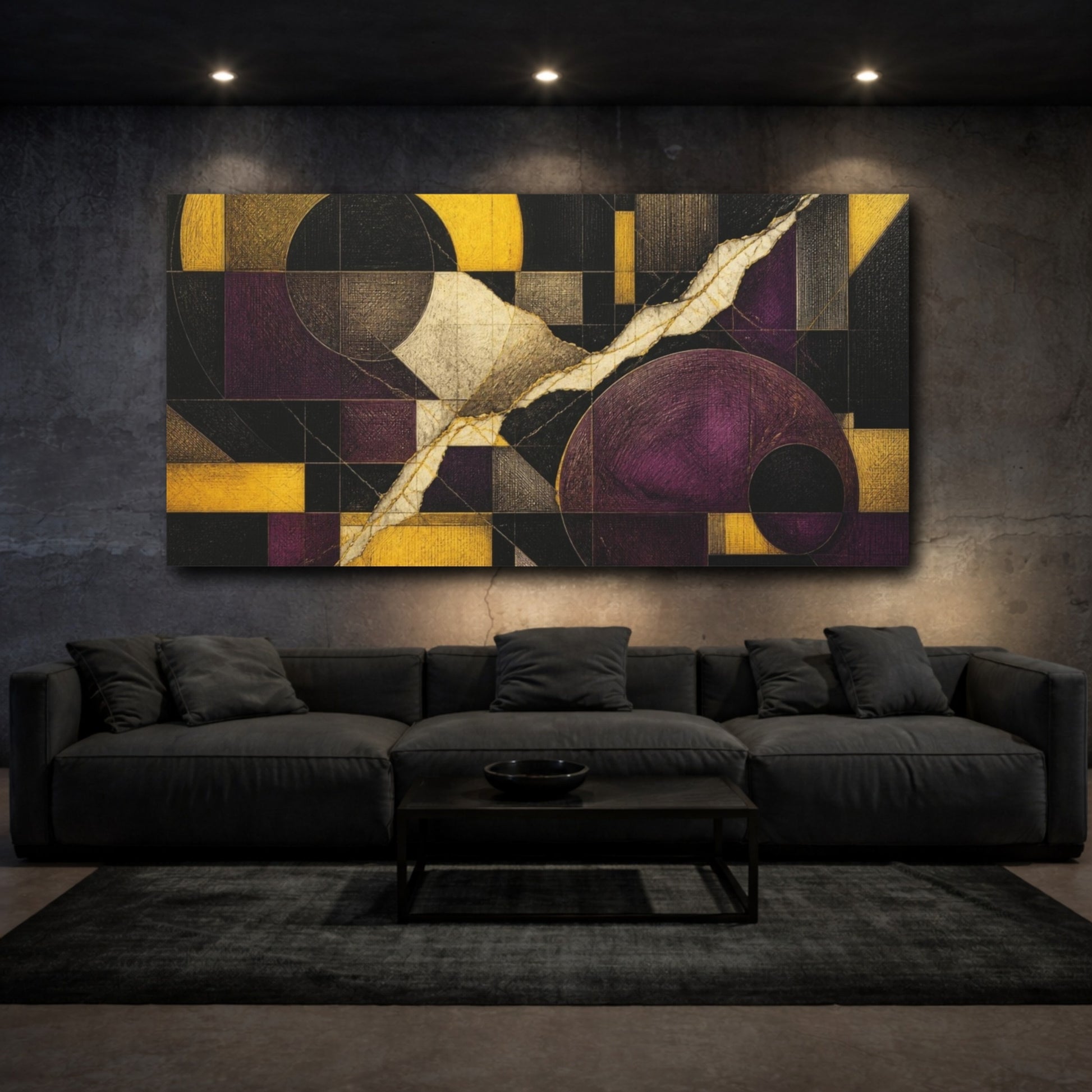Mockup 3. Modern Geometric Circles shown as canvas print