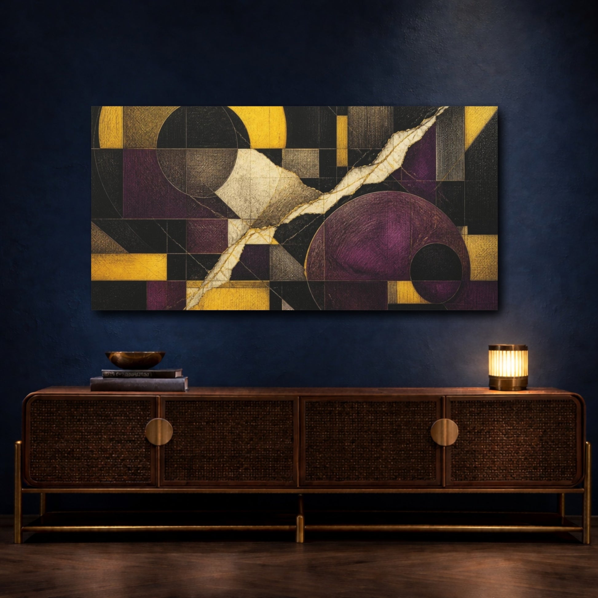 Mockup 4. Modern Geometric Circles shown as canvas print