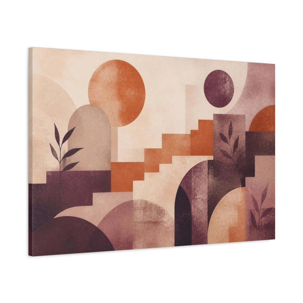 Main Mockup. Modern Geometric Terracotta Scene shown as canvas print