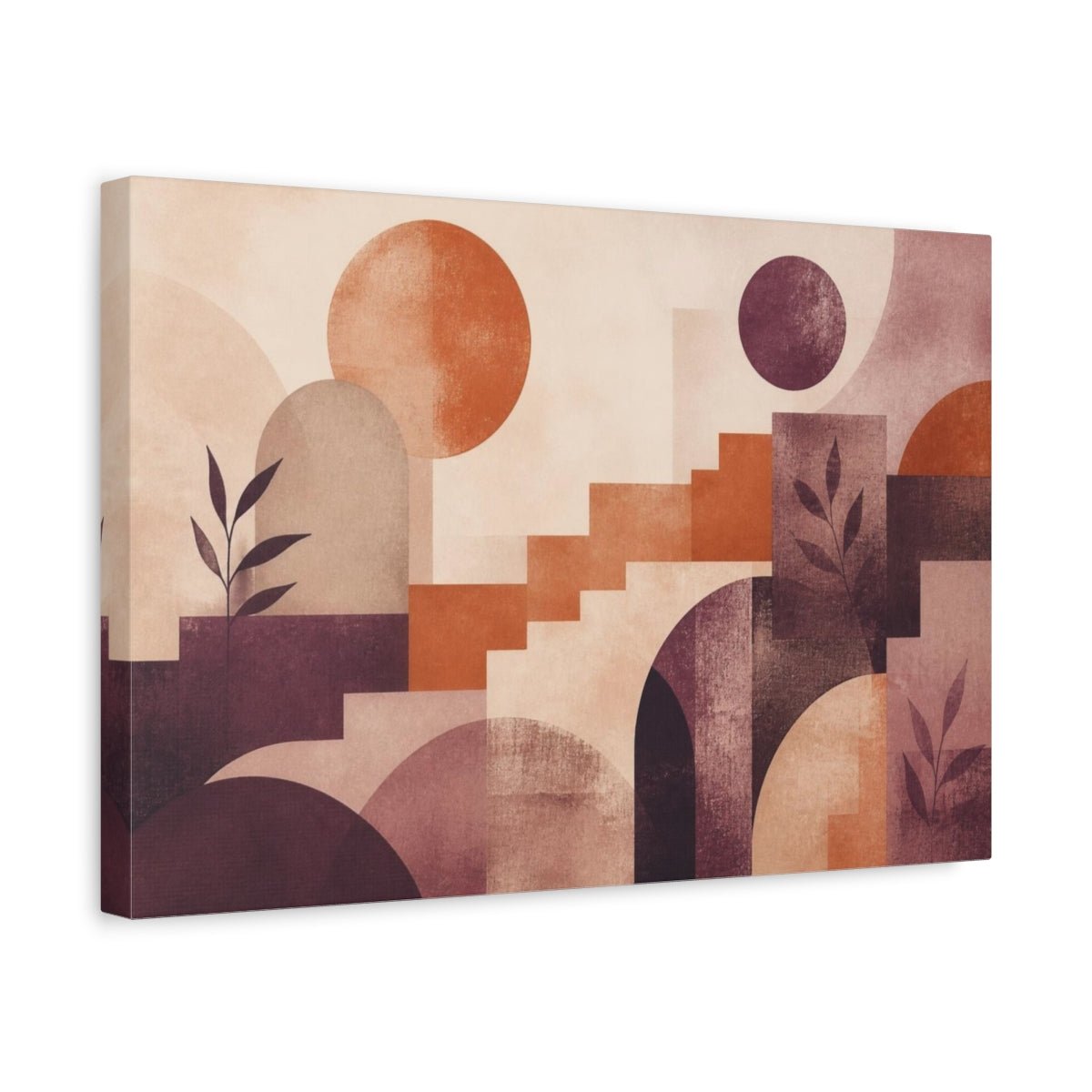 Modern Geometric Terracotta Scene Canvas Print Wall Art – Living Room Decor, Above Console Table - YesArtYes