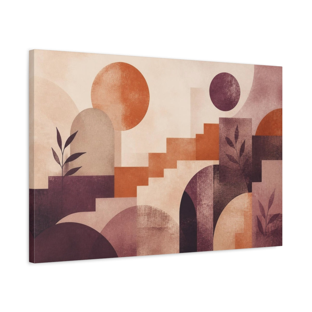 Side Mockup 2. Modern Geometric Terracotta Scene shown as canvas print
