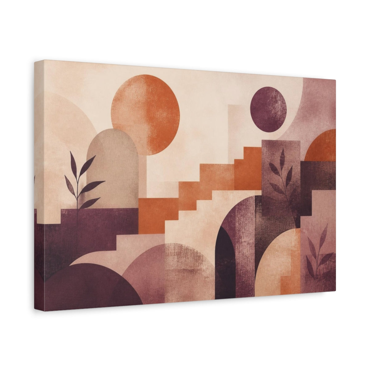 Side Mockup 4. Modern Geometric Terracotta Scene shown as canvas print