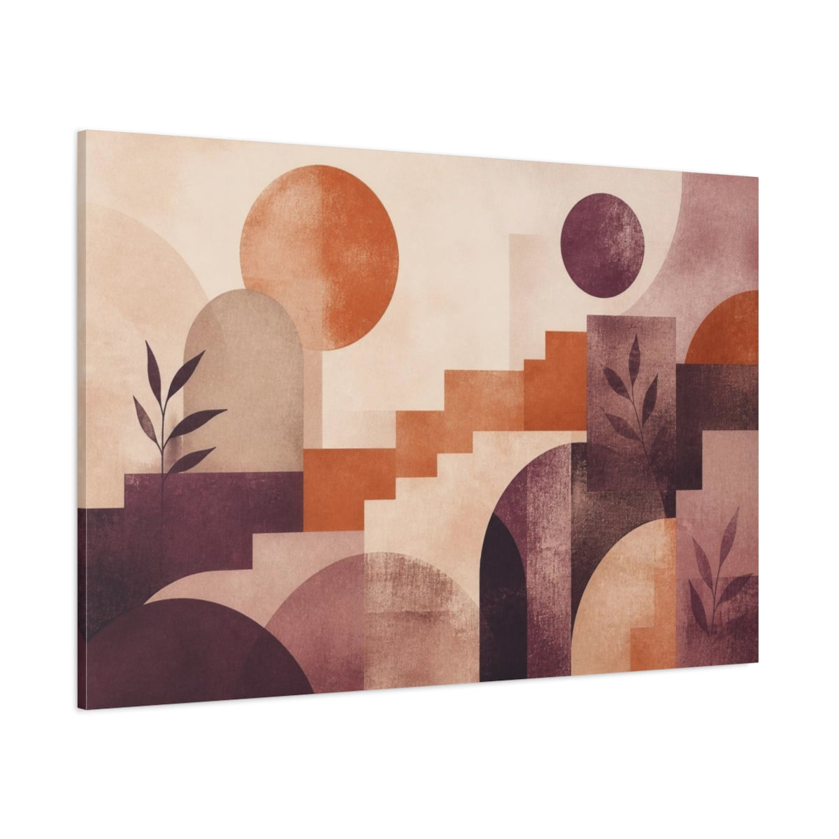 Side Mockup 1. Modern Geometric Terracotta Scene shown as canvas print